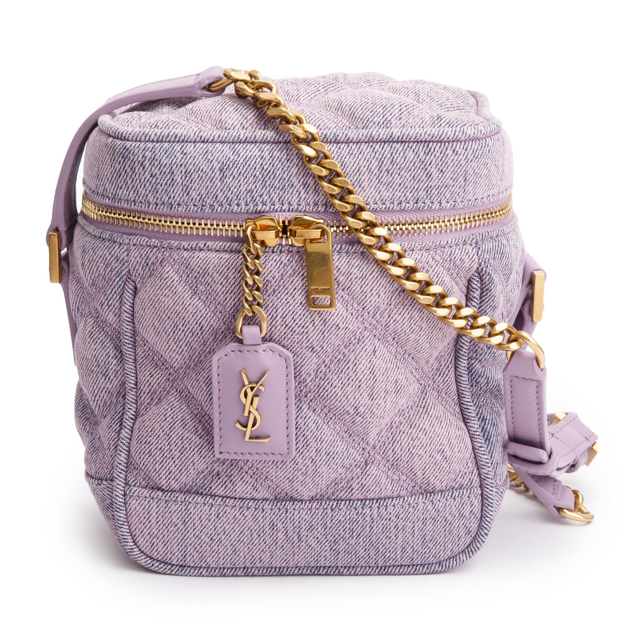 Saint Laurent 2022 Purple Denim 80's Vanity Crossbody Bag
