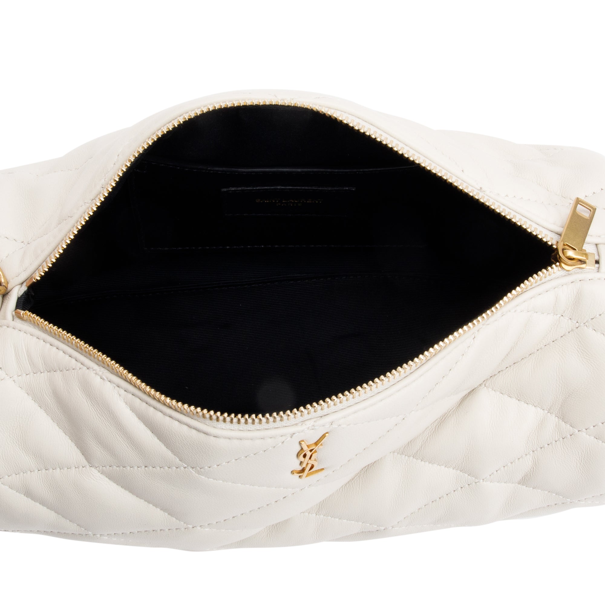Saint Laurent 2022 White Quilted Lambskin Leather Small Sade Tube Bag