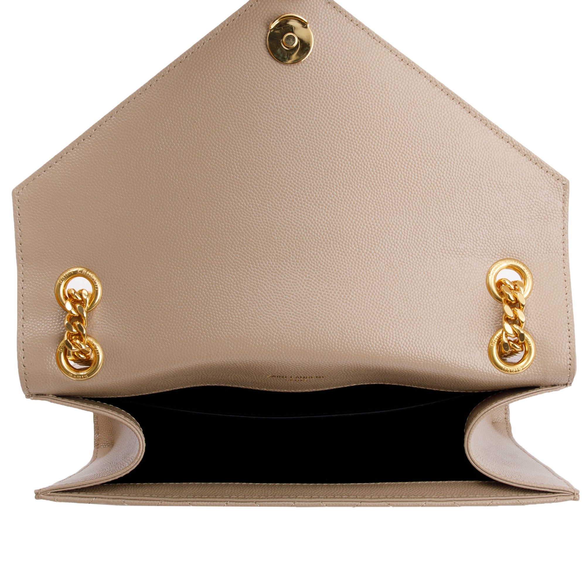 Saint Laurent 2023 Beige Grained De Poudre Medium Envelope Shoulder Bag w/ Box