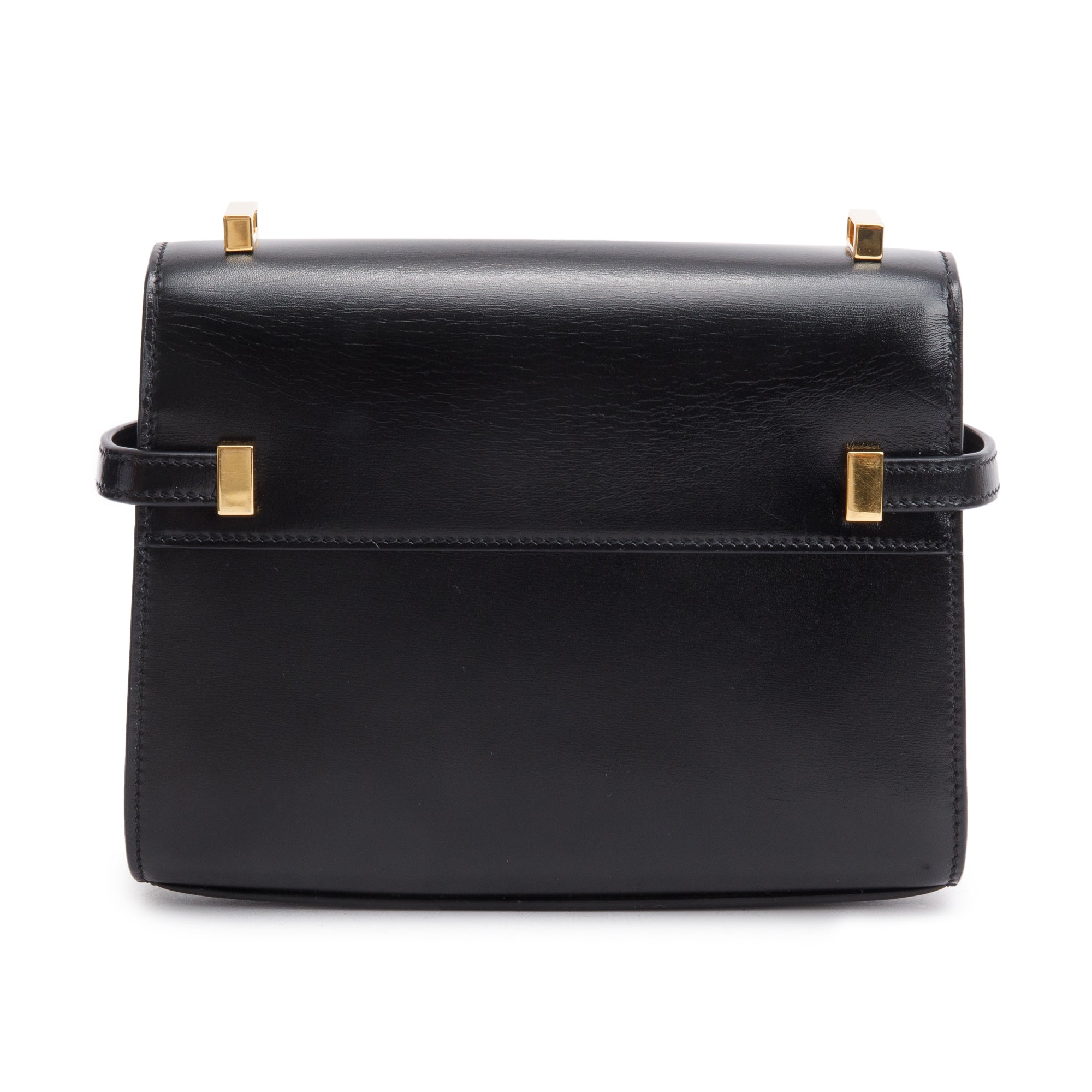 Saint Laurent 2023 Black Box Leather Mini Manhattan Bag