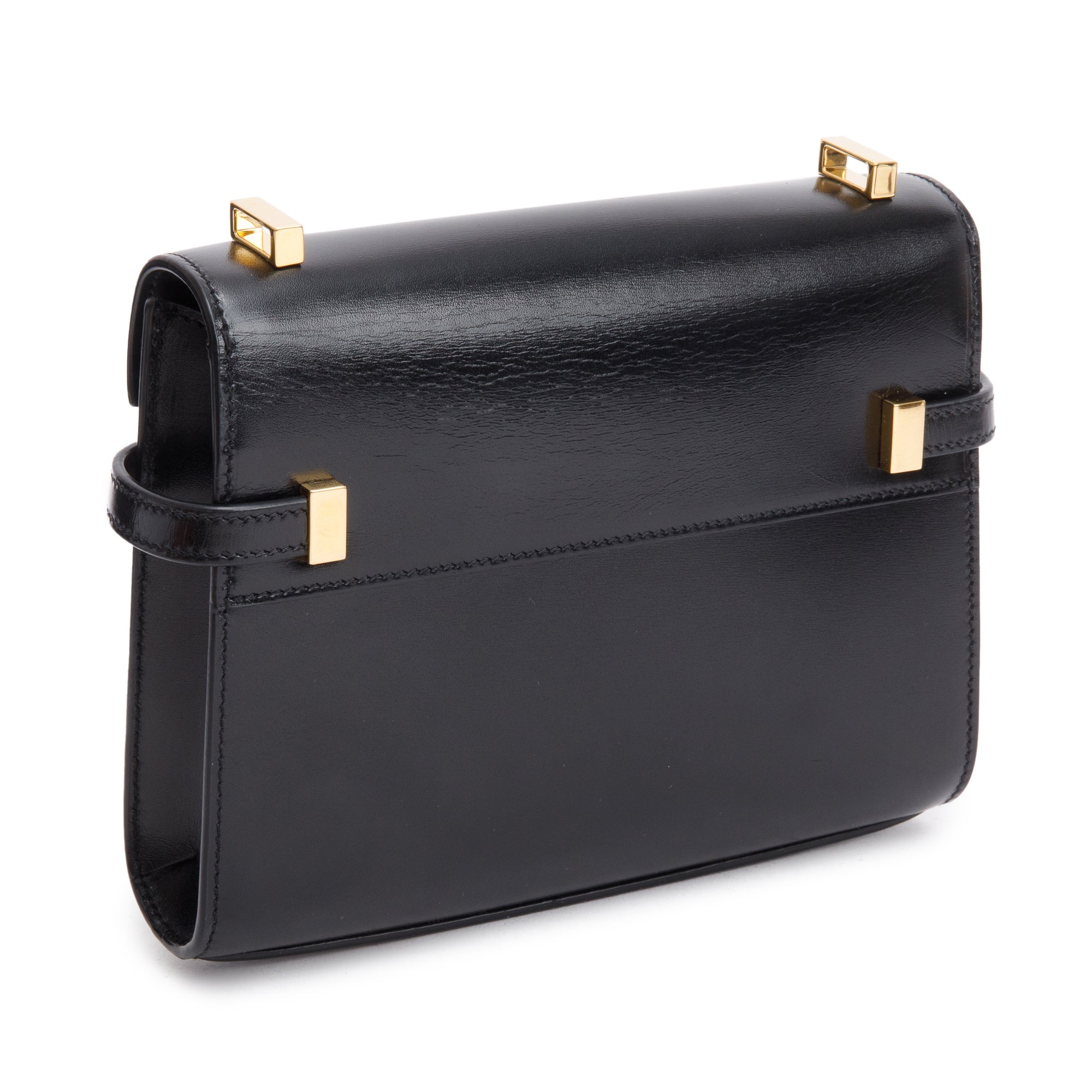 Saint Laurent 2023 Black Box Leather Mini Manhattan Bag