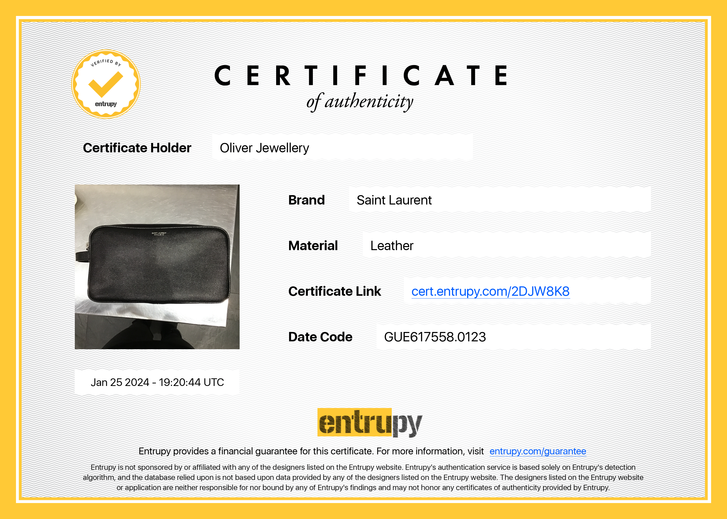 Saint Laurent 2023 Black Calfskin Leather Double Zip Cosmetic Case w/ Box