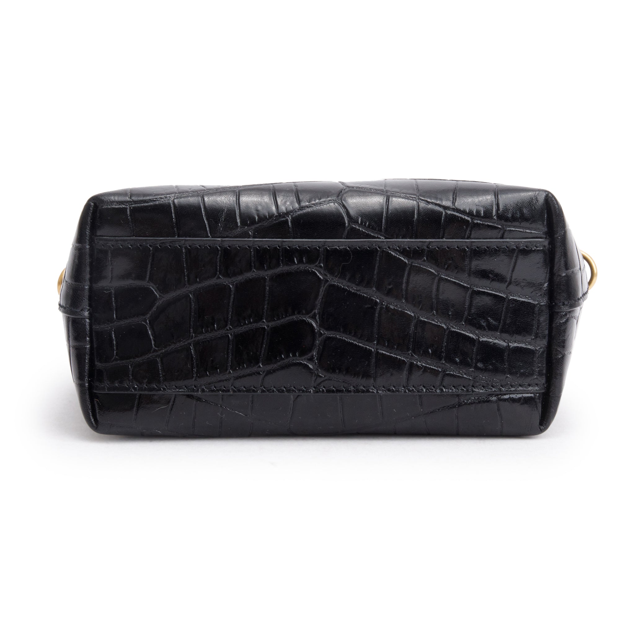 Saint Laurent 2023 Black Croc-Embossed Mini Toy Shopping Tote w/ Strap