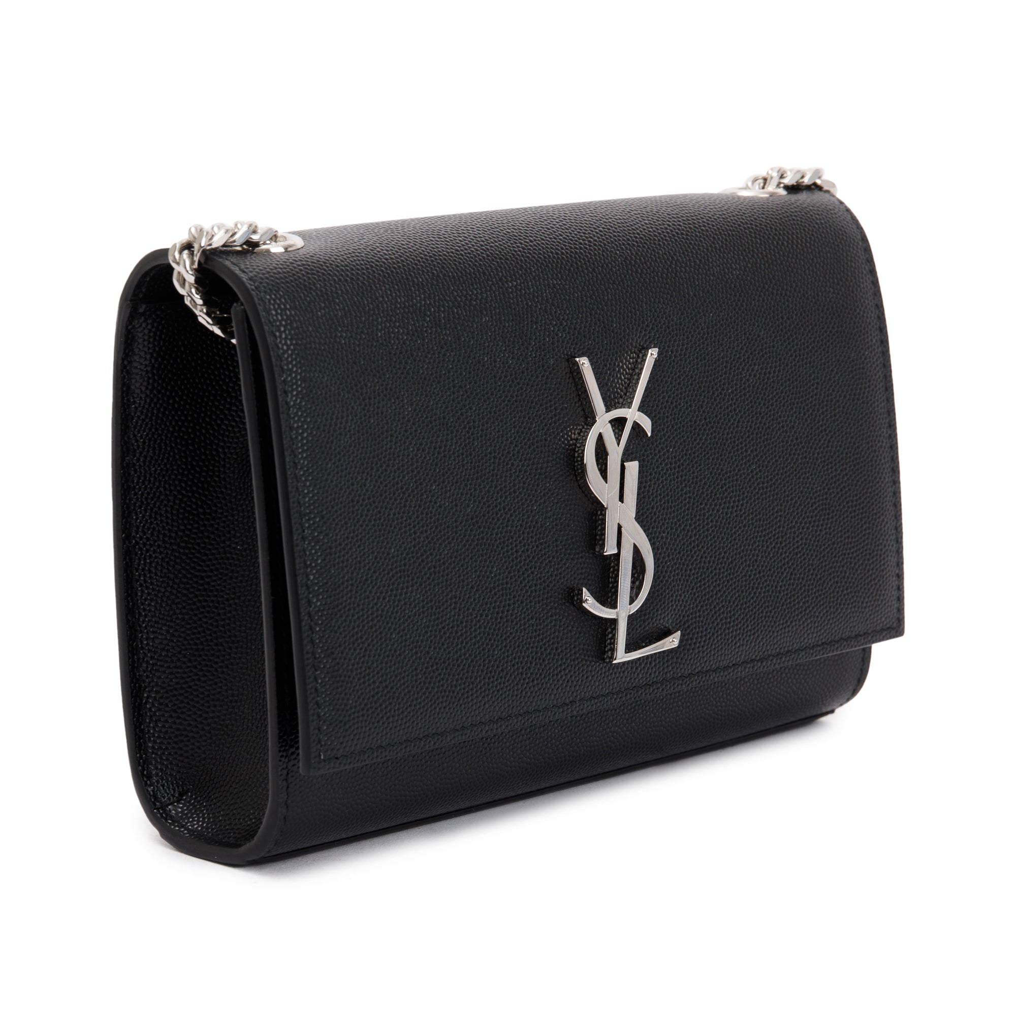 Saint Laurent 2023 Black Grain De Poudre Leather Small Kate Bag