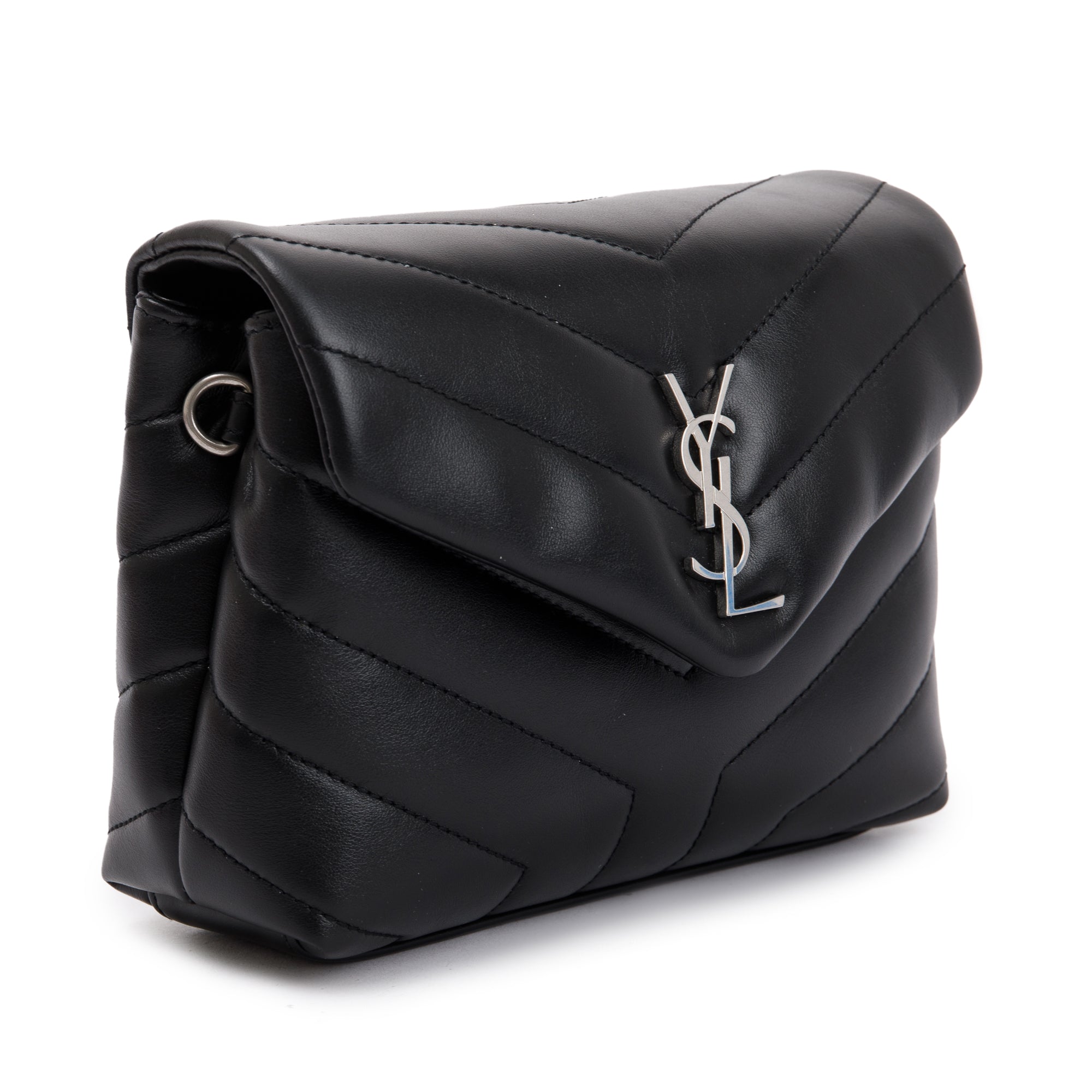 Saint Laurent 2023 Black Monogram Matelasse Toy Loulou Crossbody Bag w/ Box