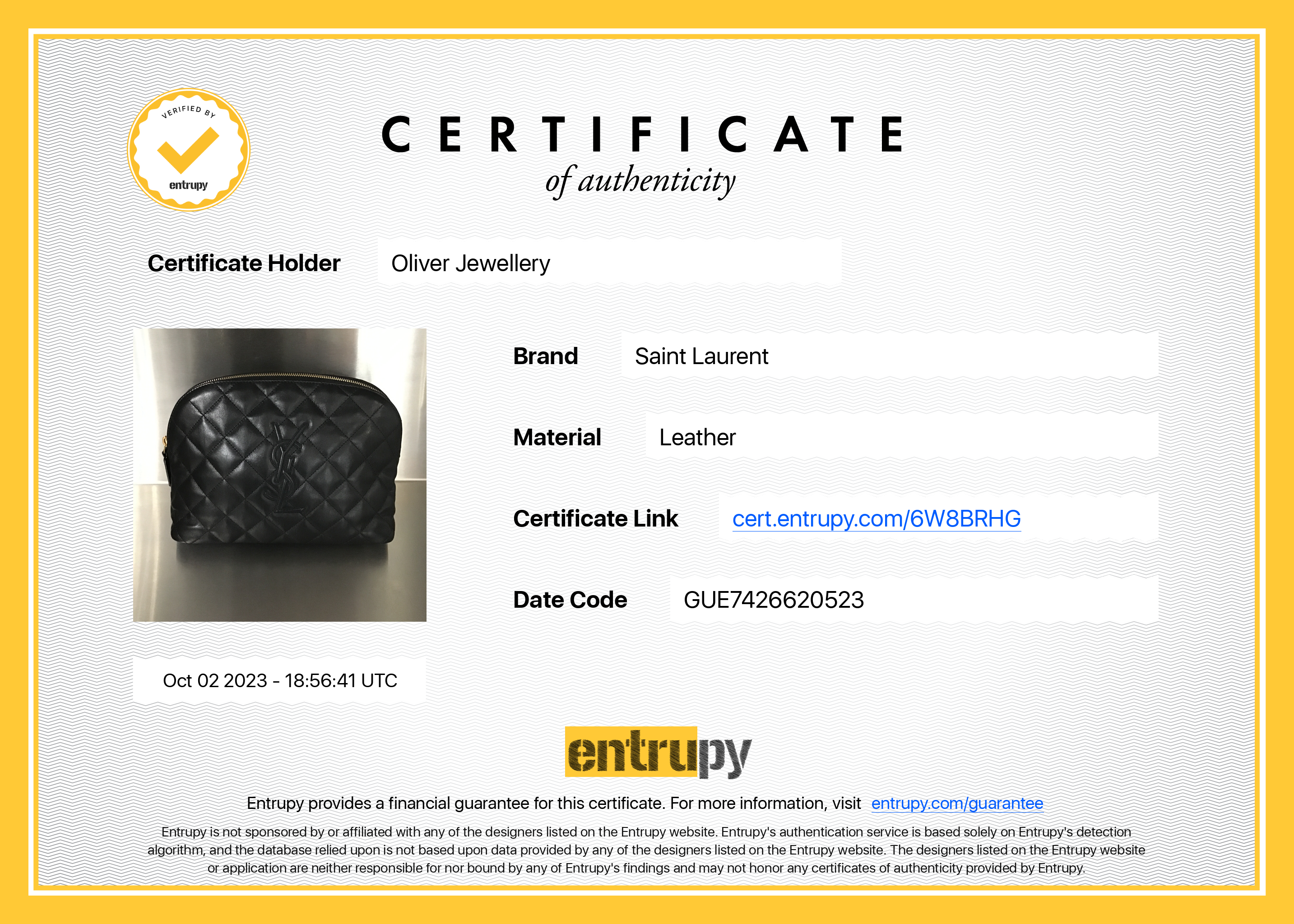 Saint Laurent 2023 Black Quilted Leather Large Cosmetic Pouch w/ Box