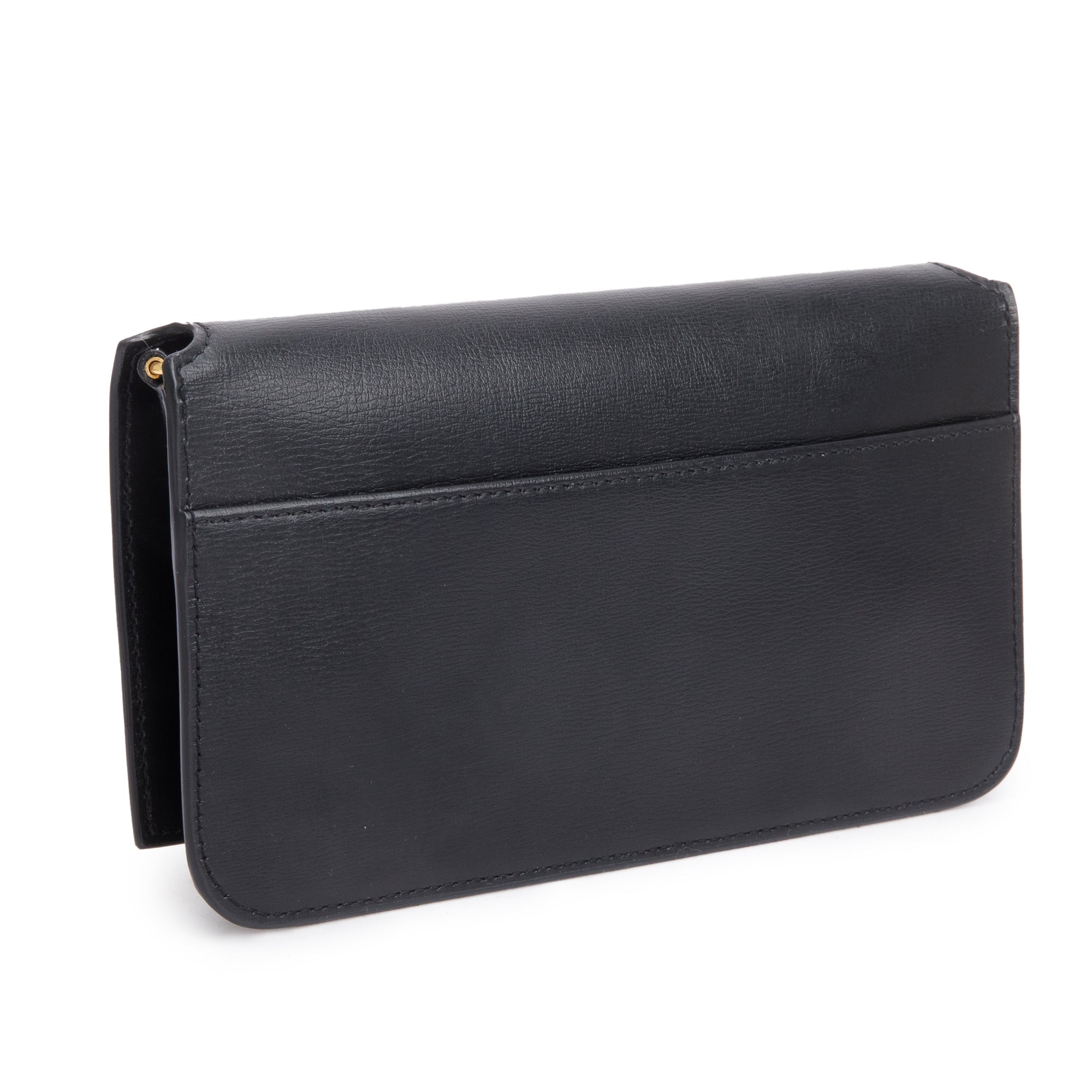 Saint Laurent 2023 Black Smooth Calfskin Leather Cassandre Phone Holder w/ Box & Receipt