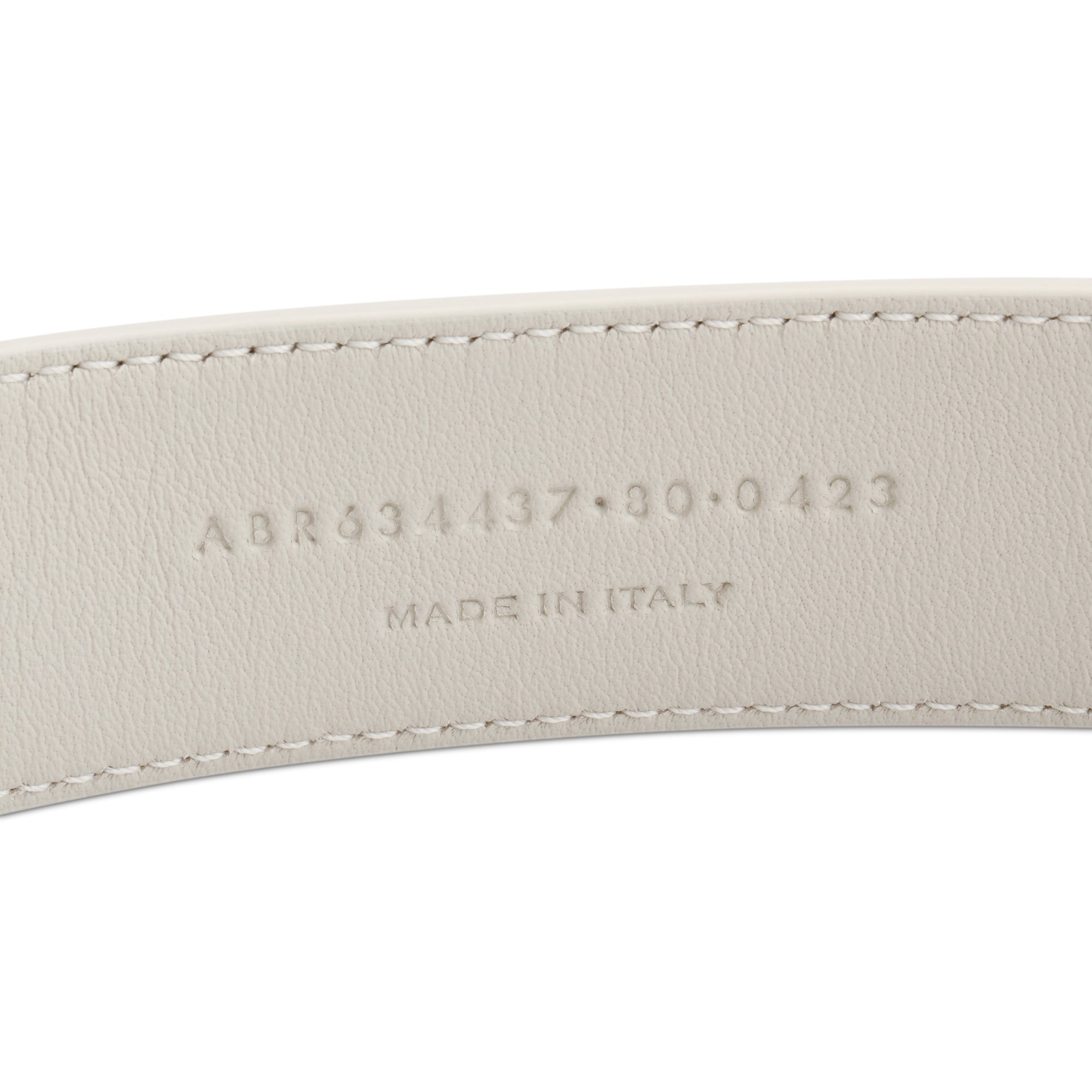 Saint Laurent 2023 White Calfskin Leather Square Buckle Cassandre Belt 80 w/ Box