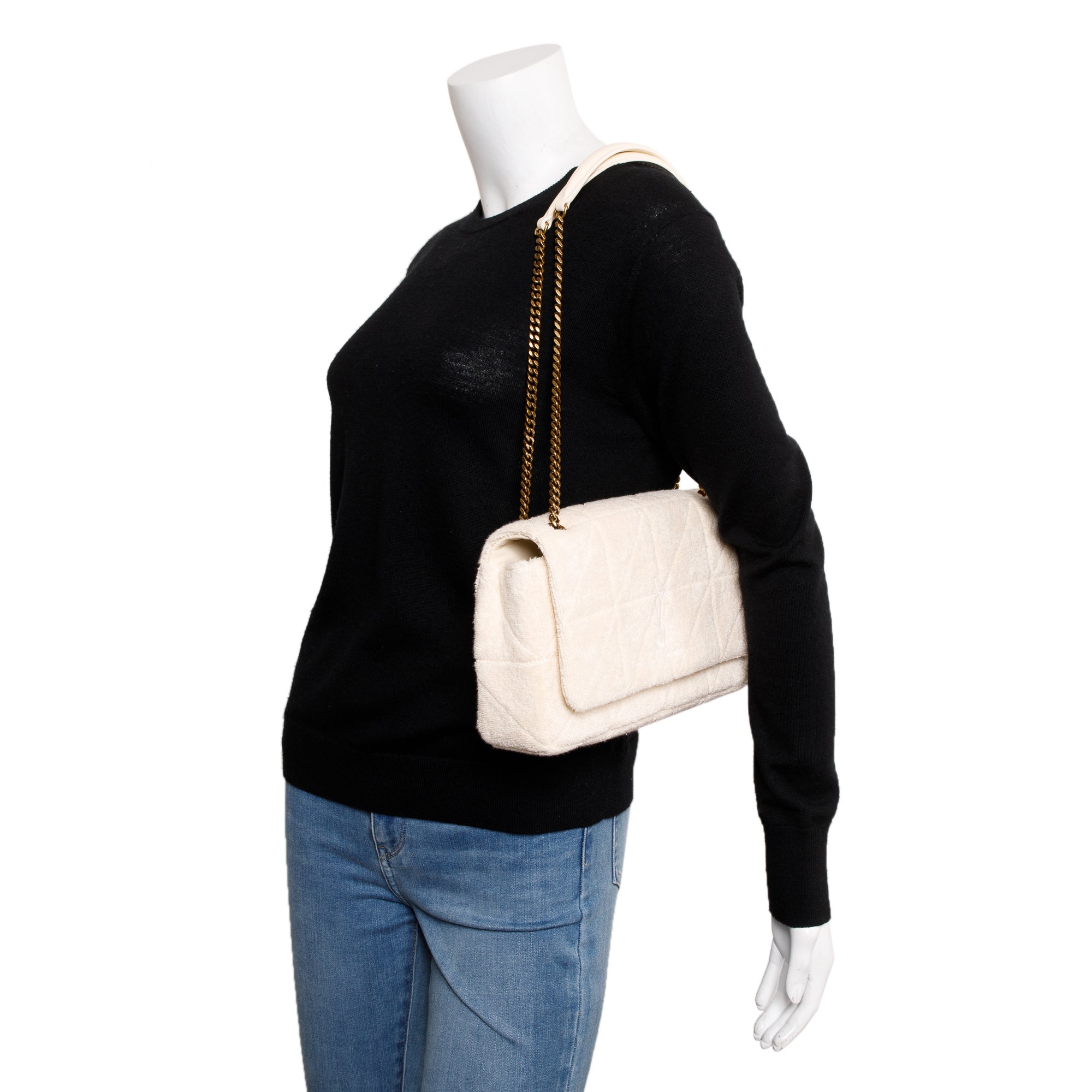 Saint Laurent 2023 White Terry Cloth Medium Jamie bag