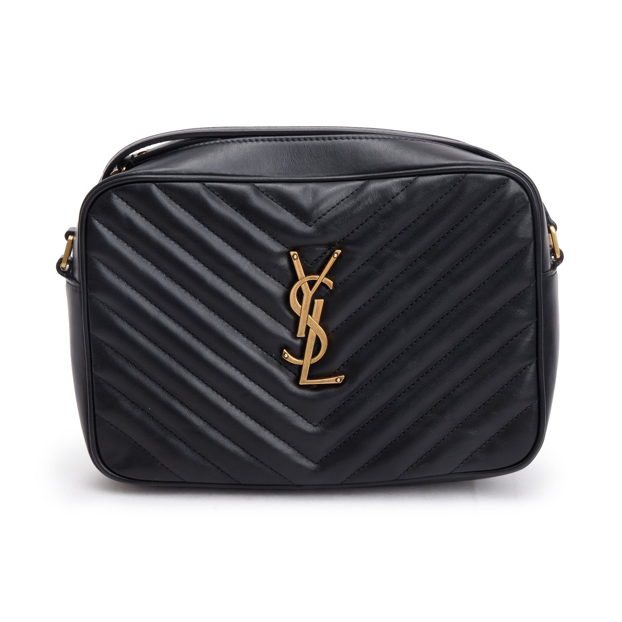 Saint Laurent 2024 Black Quilted Leather Lou Camera Bag w/ Receipt