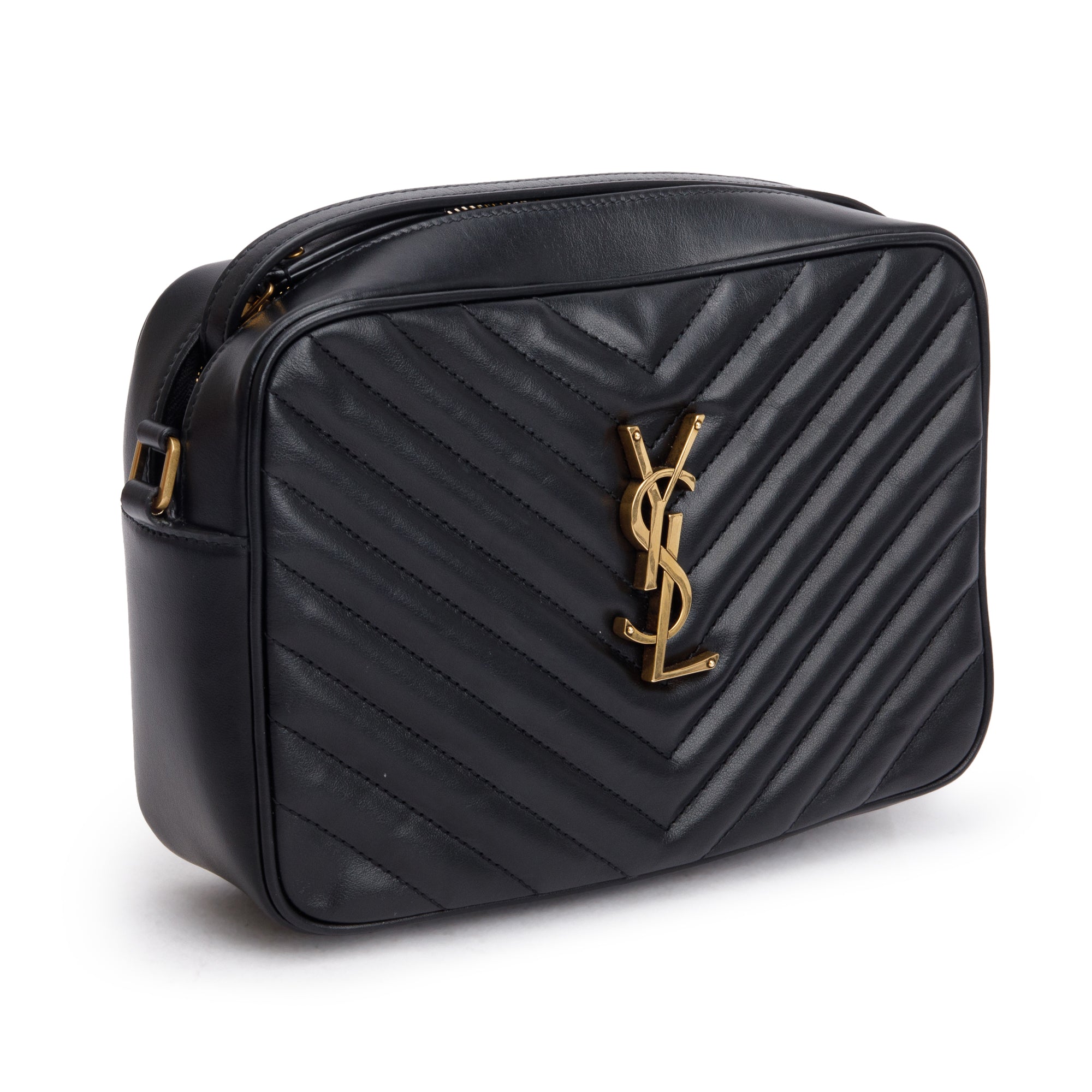Saint Laurent 2024 Black Quilted Leather Lou Camera Bag w/ Receipt