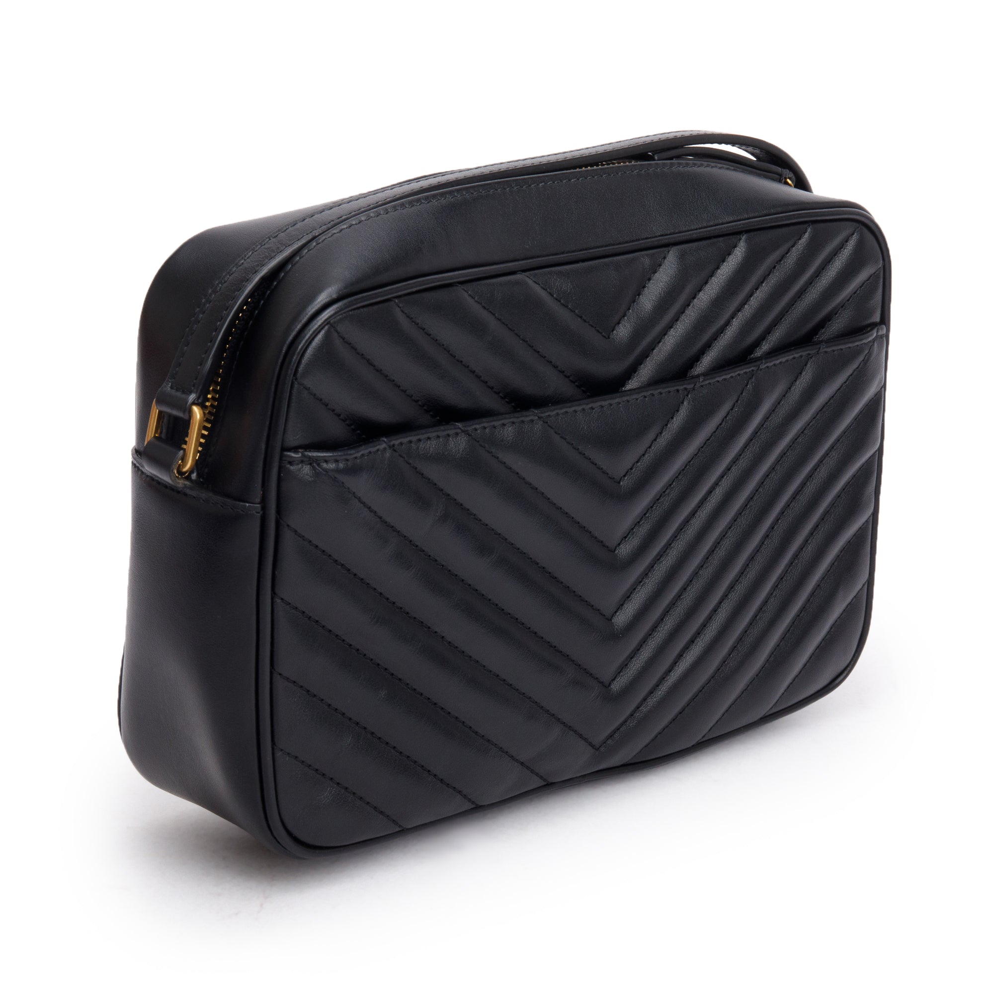 Saint Laurent 2024 Black Quilted Leather Lou Camera Bag w/ Receipt