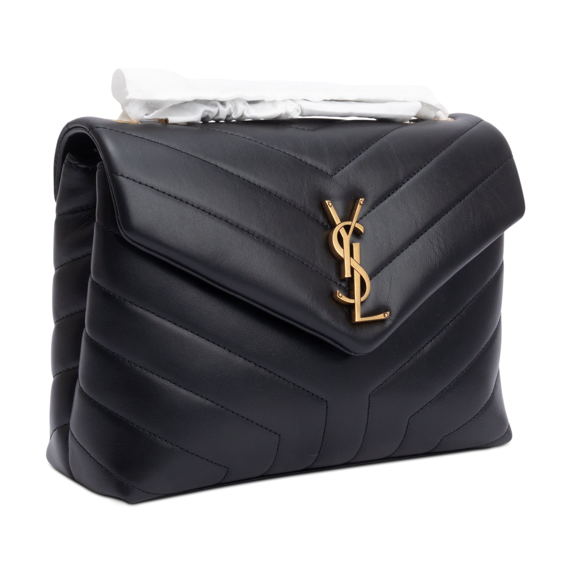Saint Laurent 2024 Black Quilted Leather Small Loulou Shoulder Bag
