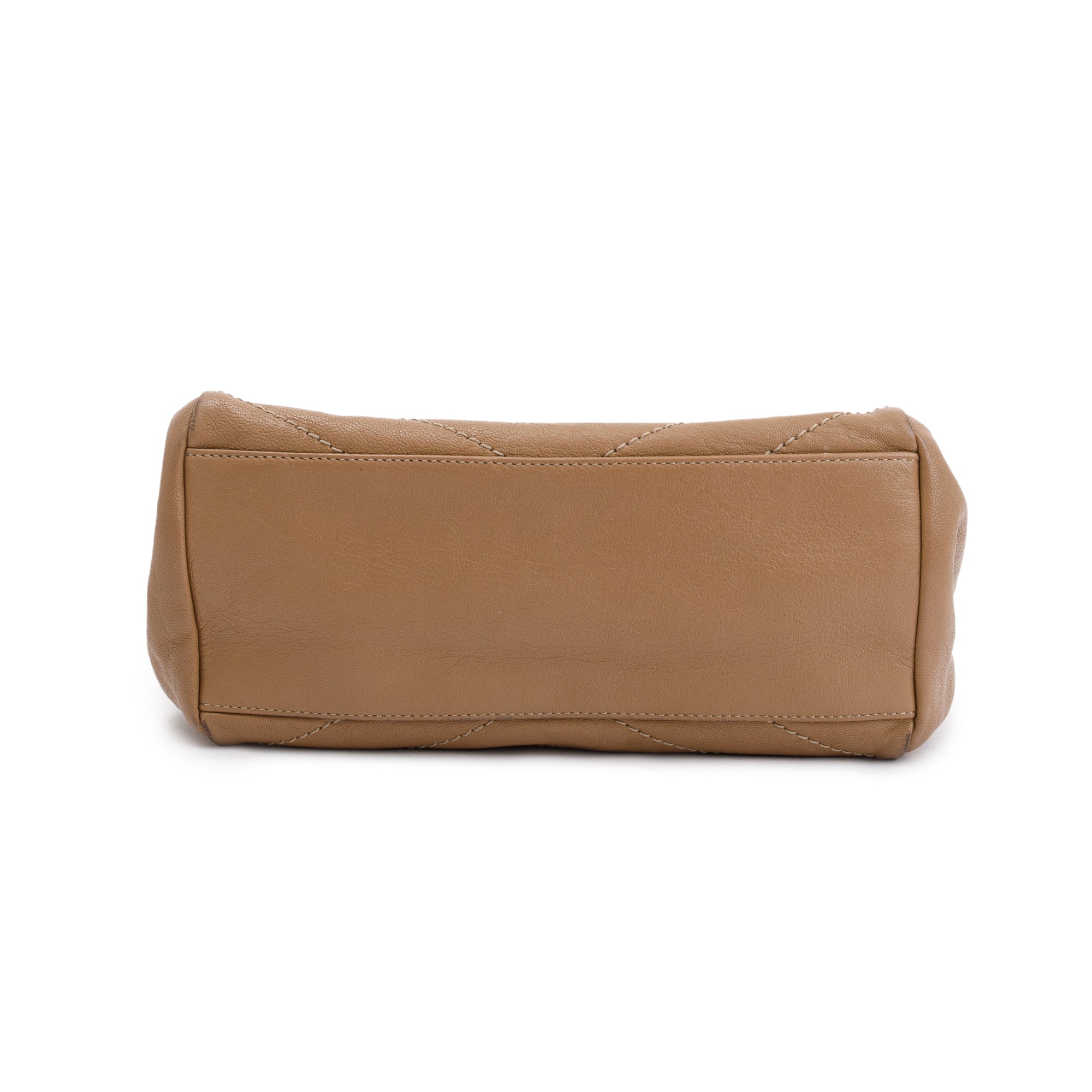 Saint Laurent Beige Calfskin Chevron Monogram Nolita Shoulder Bag