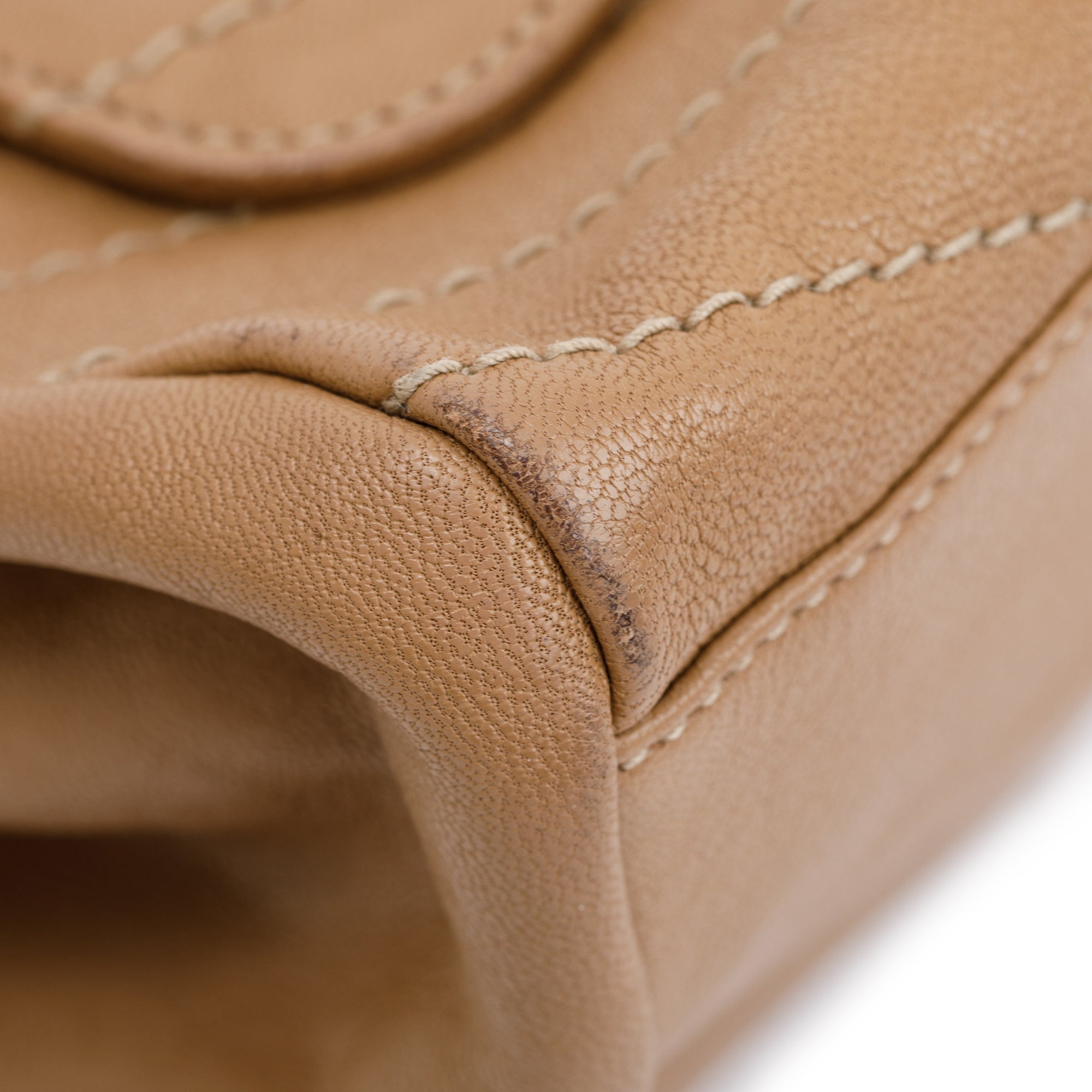 Saint Laurent Beige Calfskin Chevron Monogram Nolita Shoulder Bag