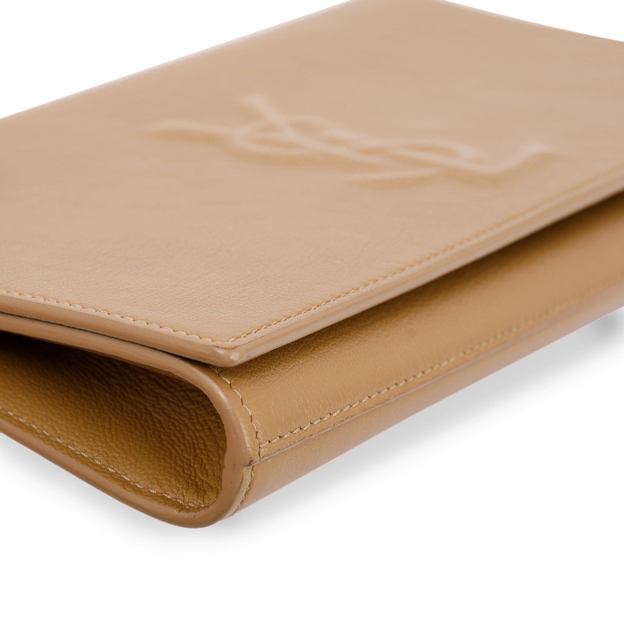 Saint Laurent Beige Calfskin Leather Large Belle de Jour Clutch