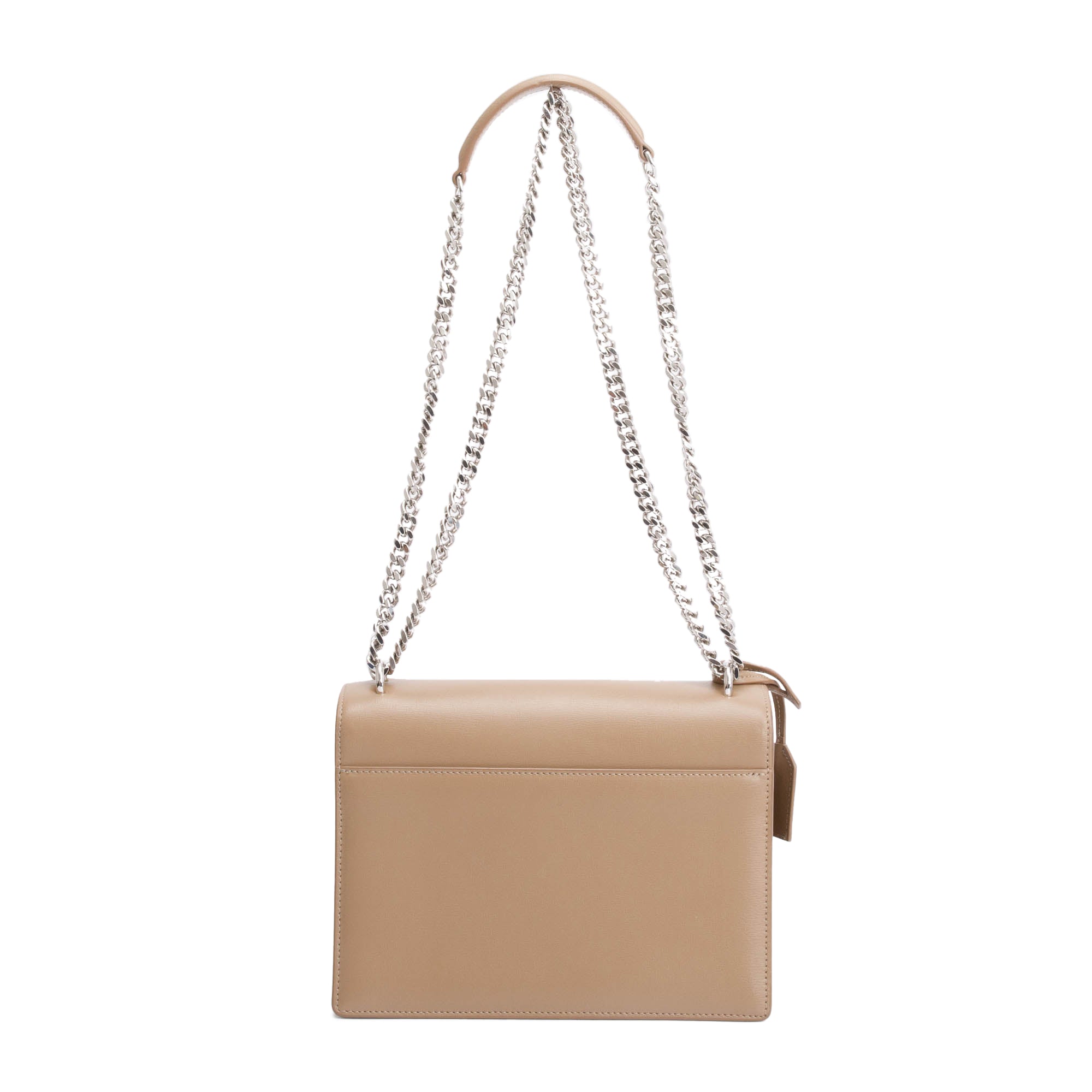 Saint Laurent Beige Calfskin Leather Medium Sunset Shoulder Bag w/ Box