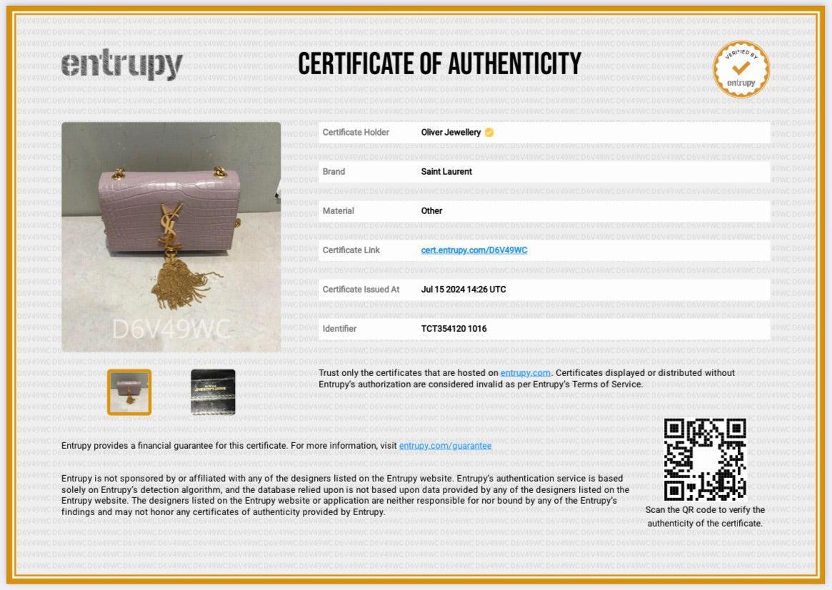 Saint Laurent Beige Croc-Embossed Leather Mini Kate Tassel Bag