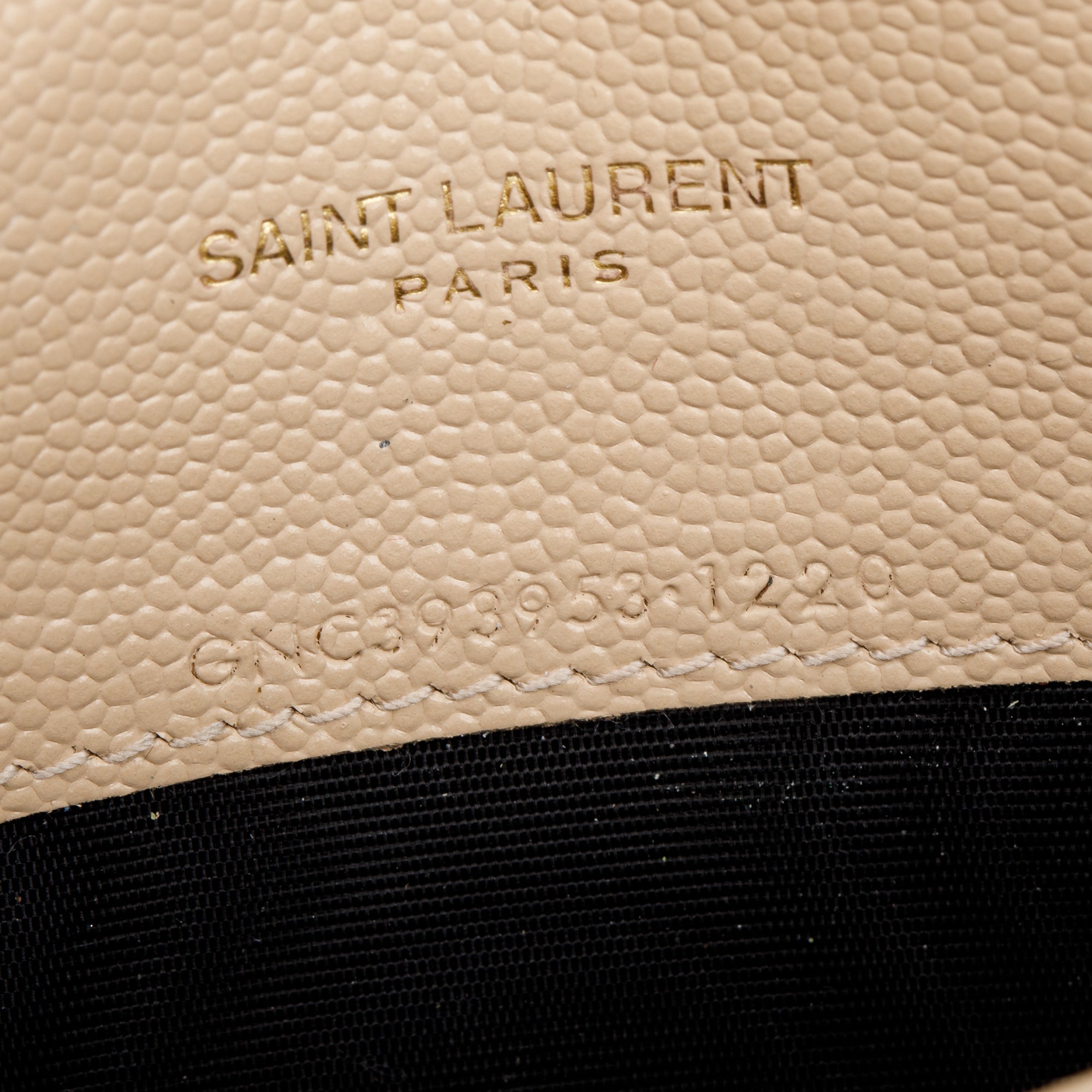 Saint Laurent Beige Grain De Poudre Leather Cassandre Envelope Chain Wallet