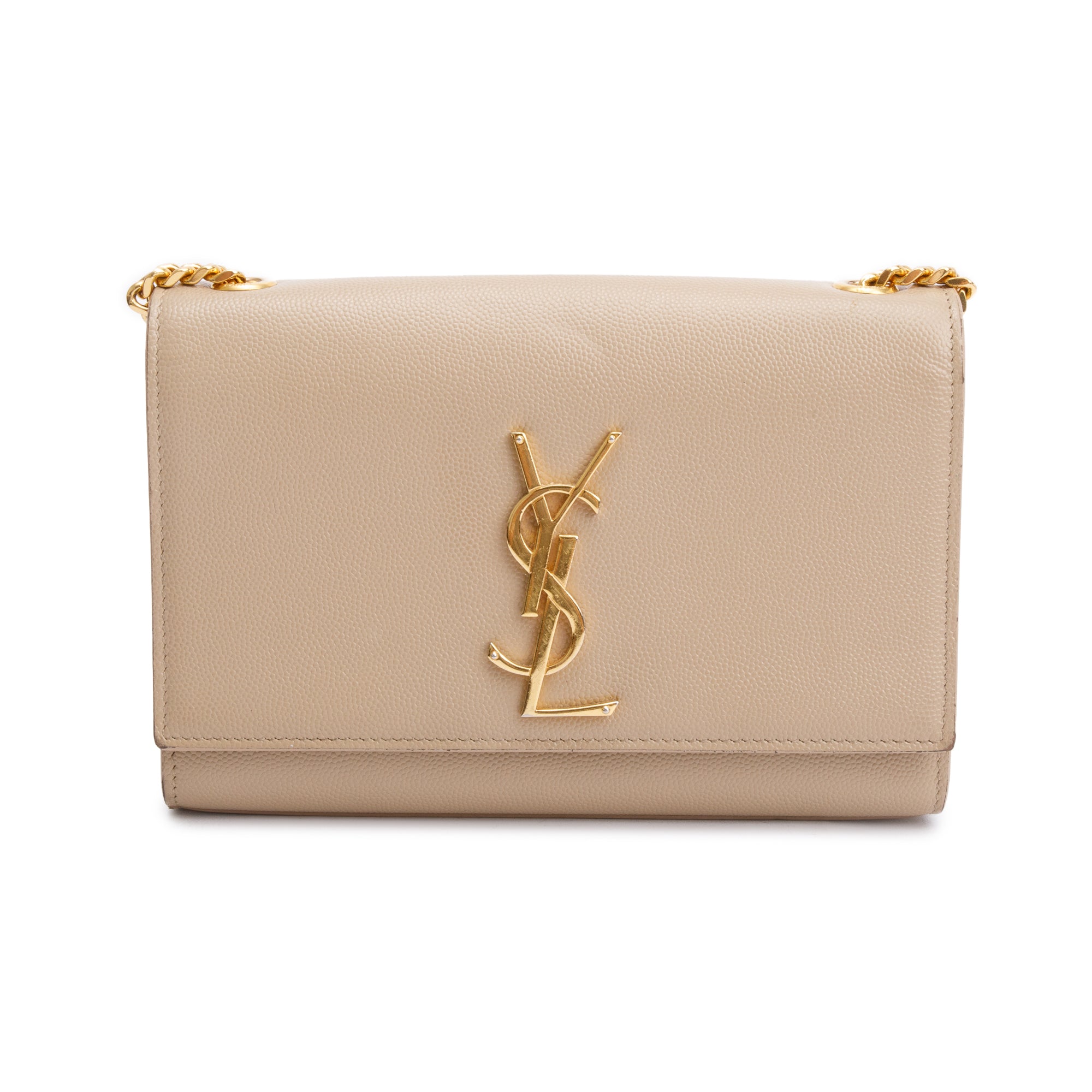 Saint Laurent Beige Grain De Poudre Leather Small Kate Bag