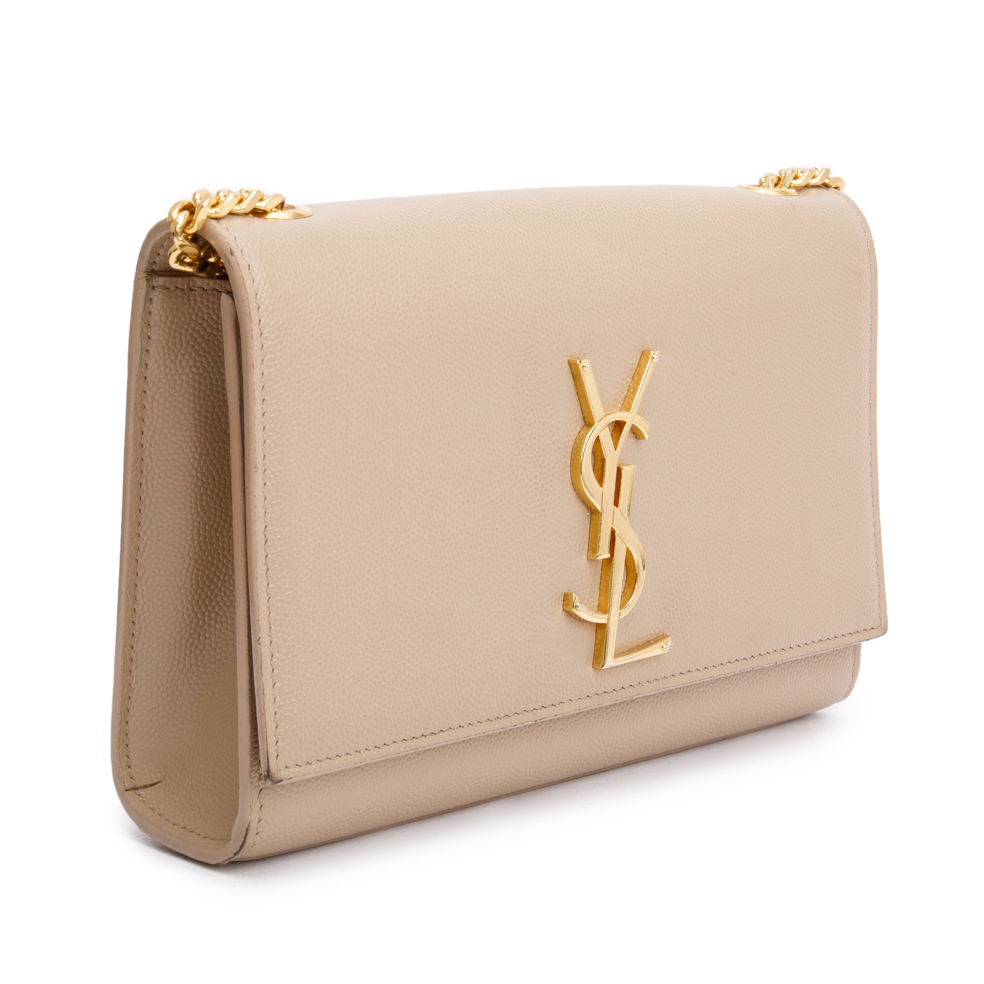 Saint Laurent Beige Grain De Poudre Leather Small Kate Bag