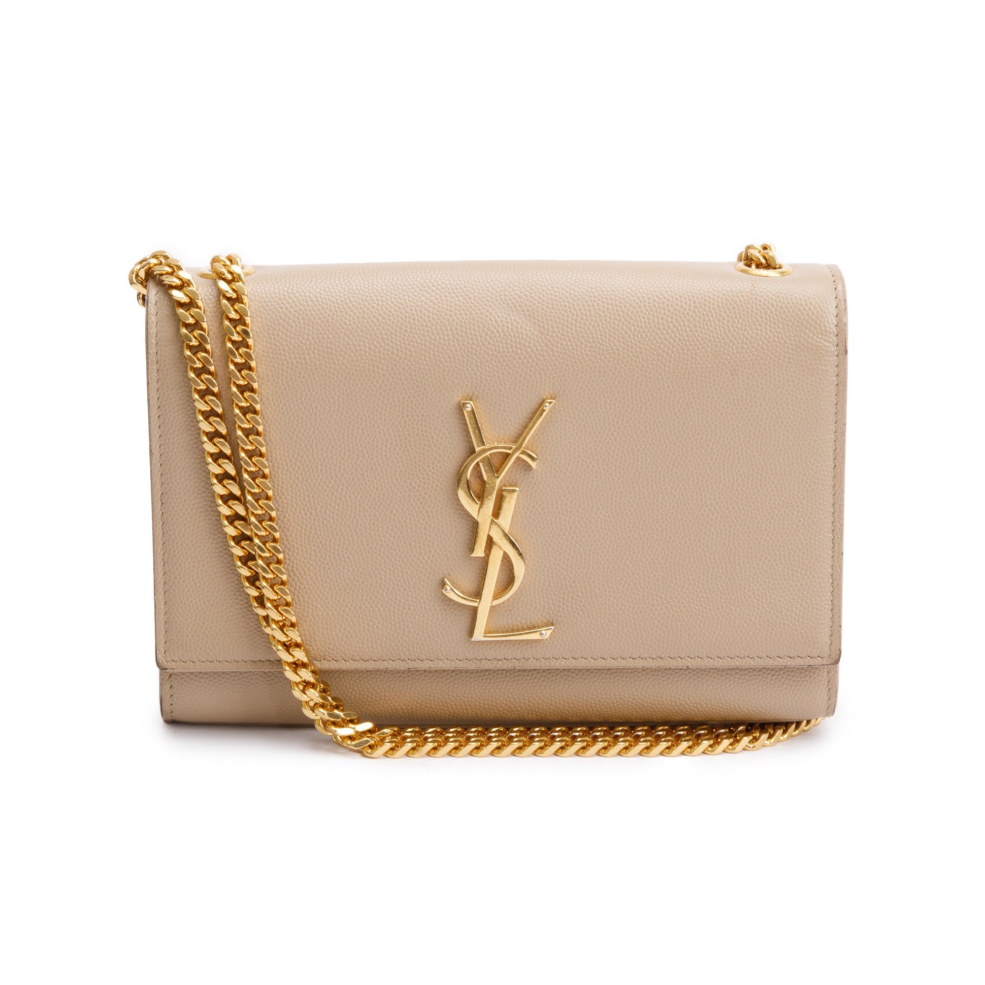 Saint Laurent Beige Grain De Poudre Leather Small Kate Bag