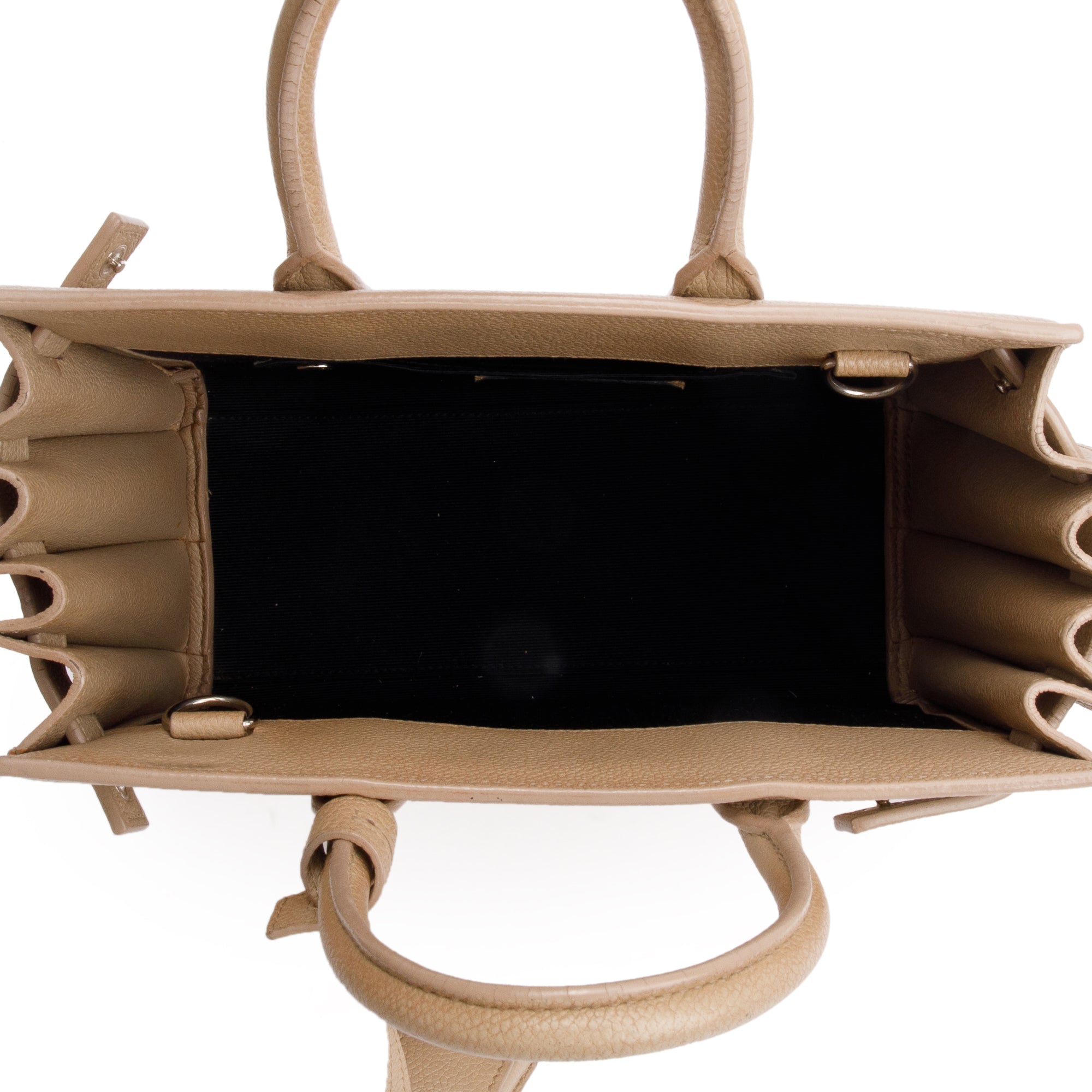 Saint Laurent Beige Grained Leather Nano Sac De Jour w/ Strap