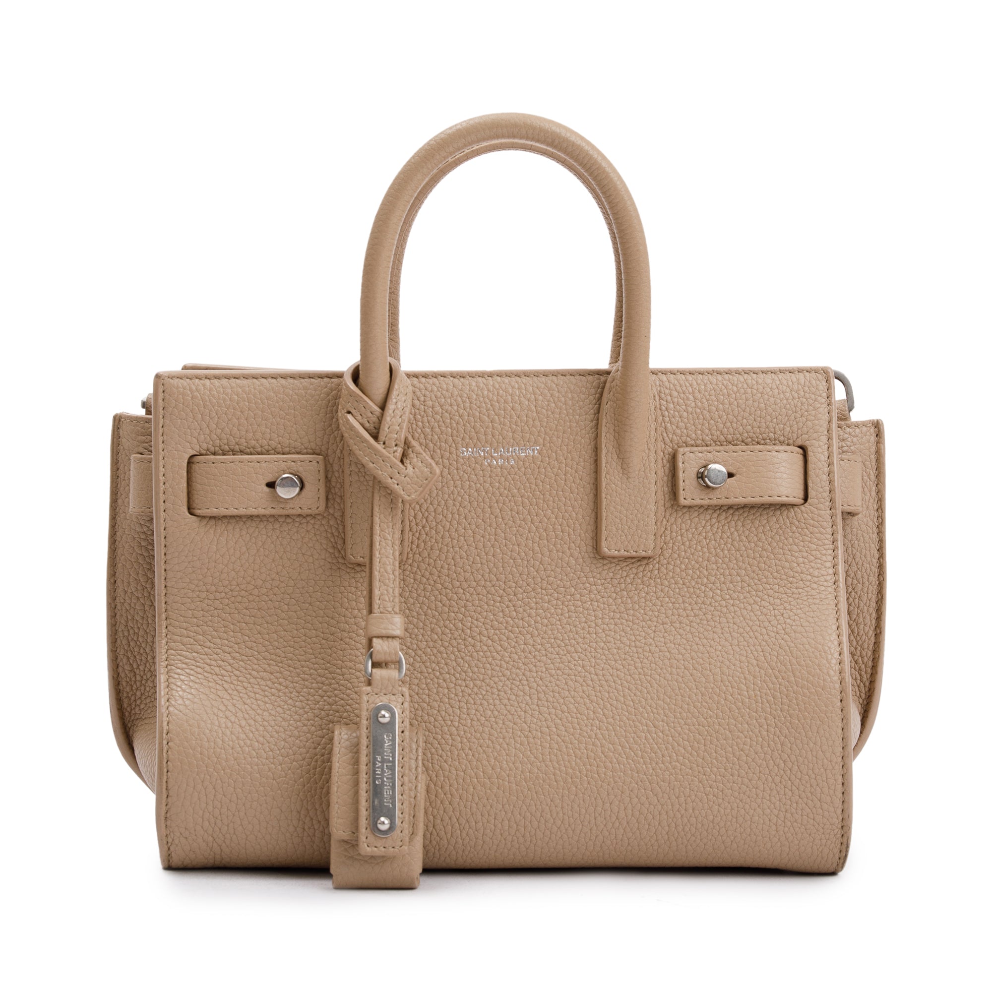Saint Laurent Beige Grained Leather Nano Sac De Jour w/ Strap