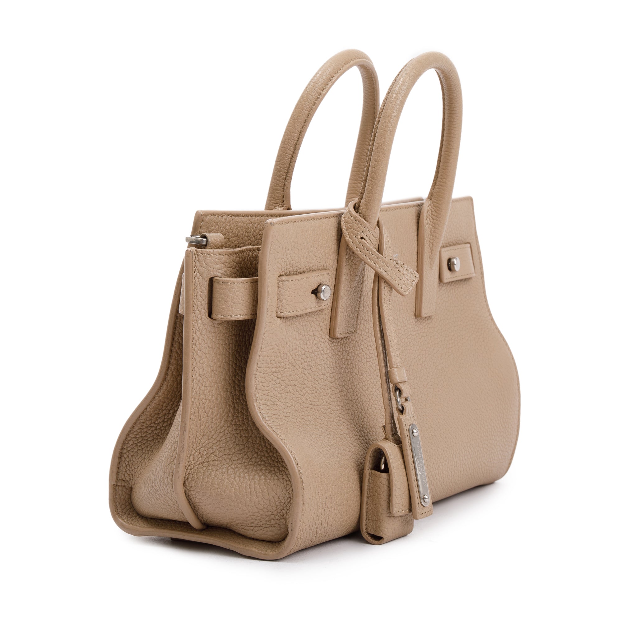 Saint Laurent Beige Grained Leather Nano Sac De Jour w/ Strap
