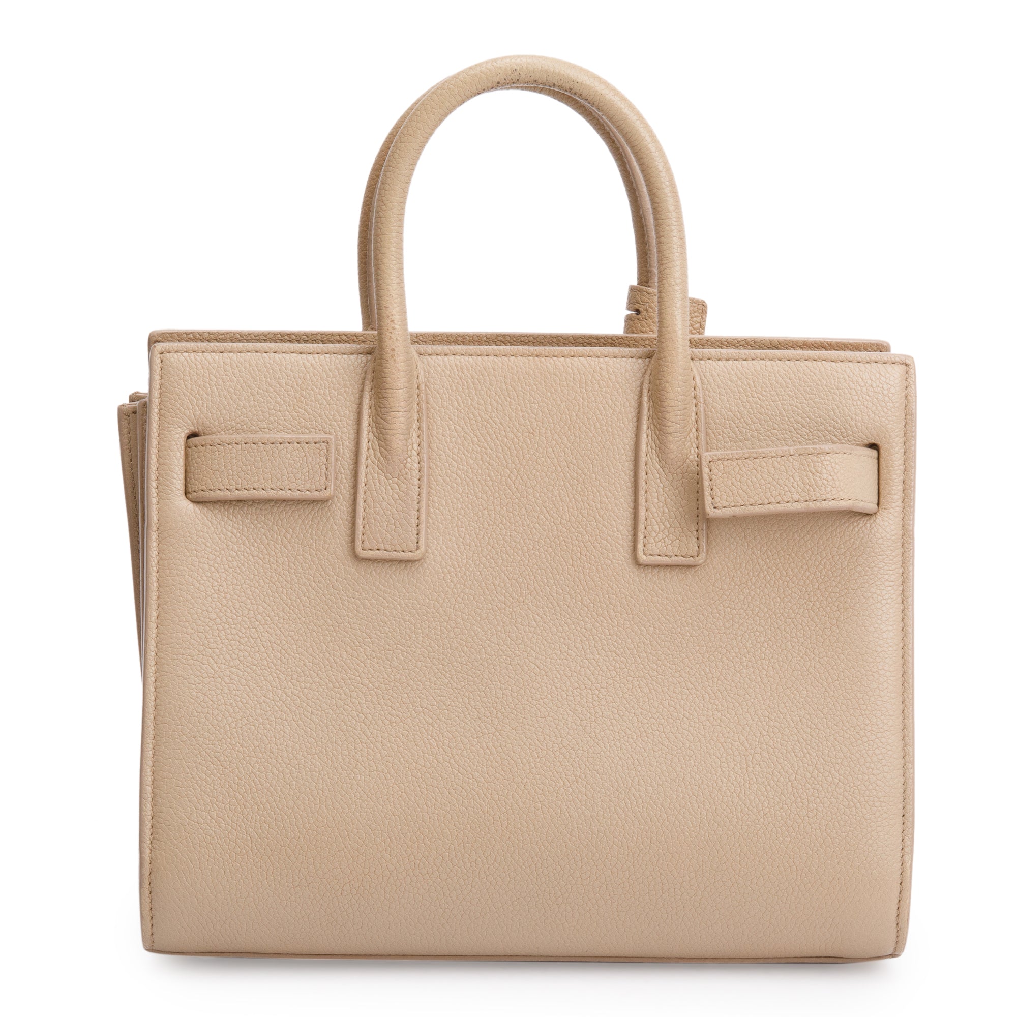 Saint Laurent Beige Grained Leather Nano Sac De Jour w/ Strap