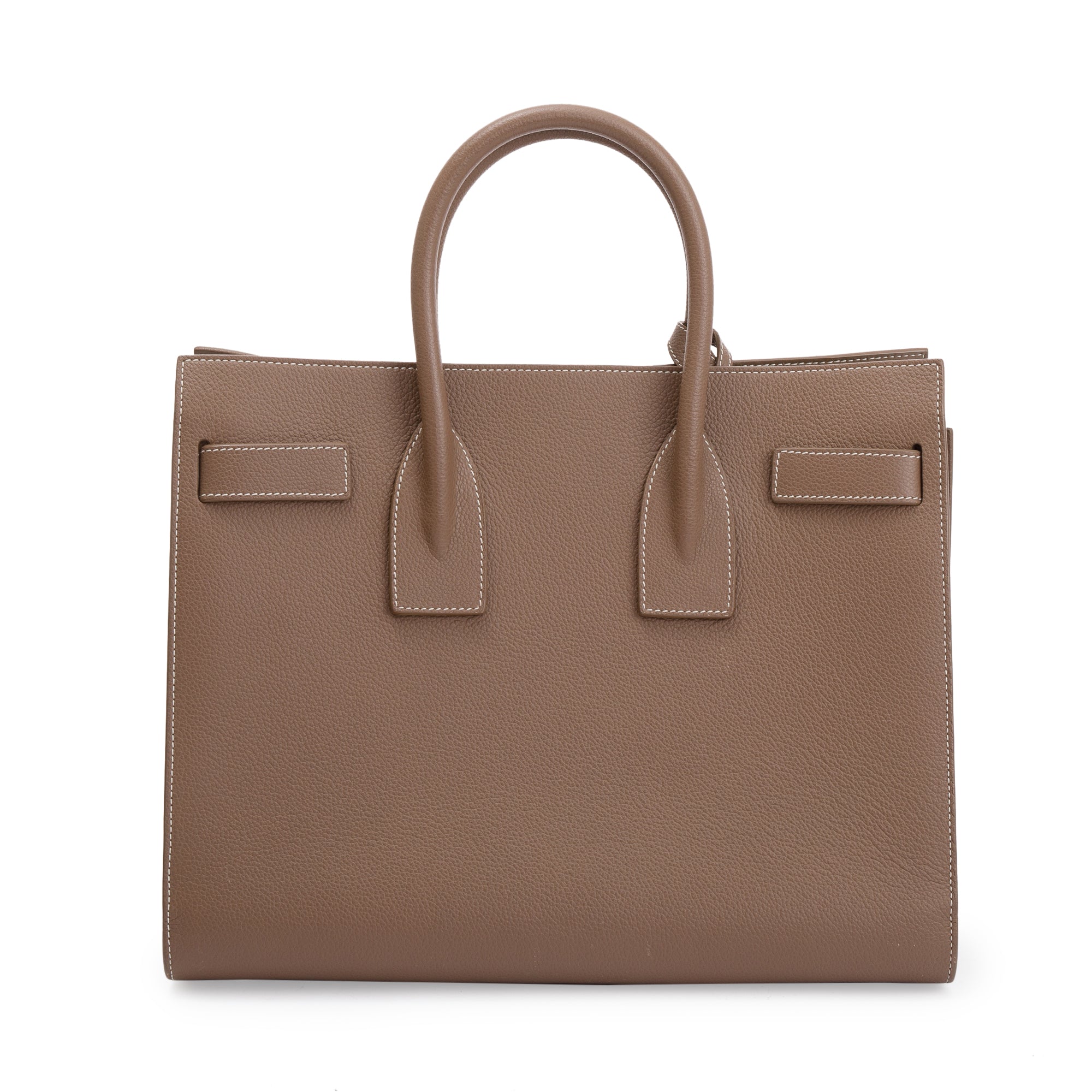 Saint Laurent Beige Grained Leather Small Sac De Jour w/ Strap & Pouch