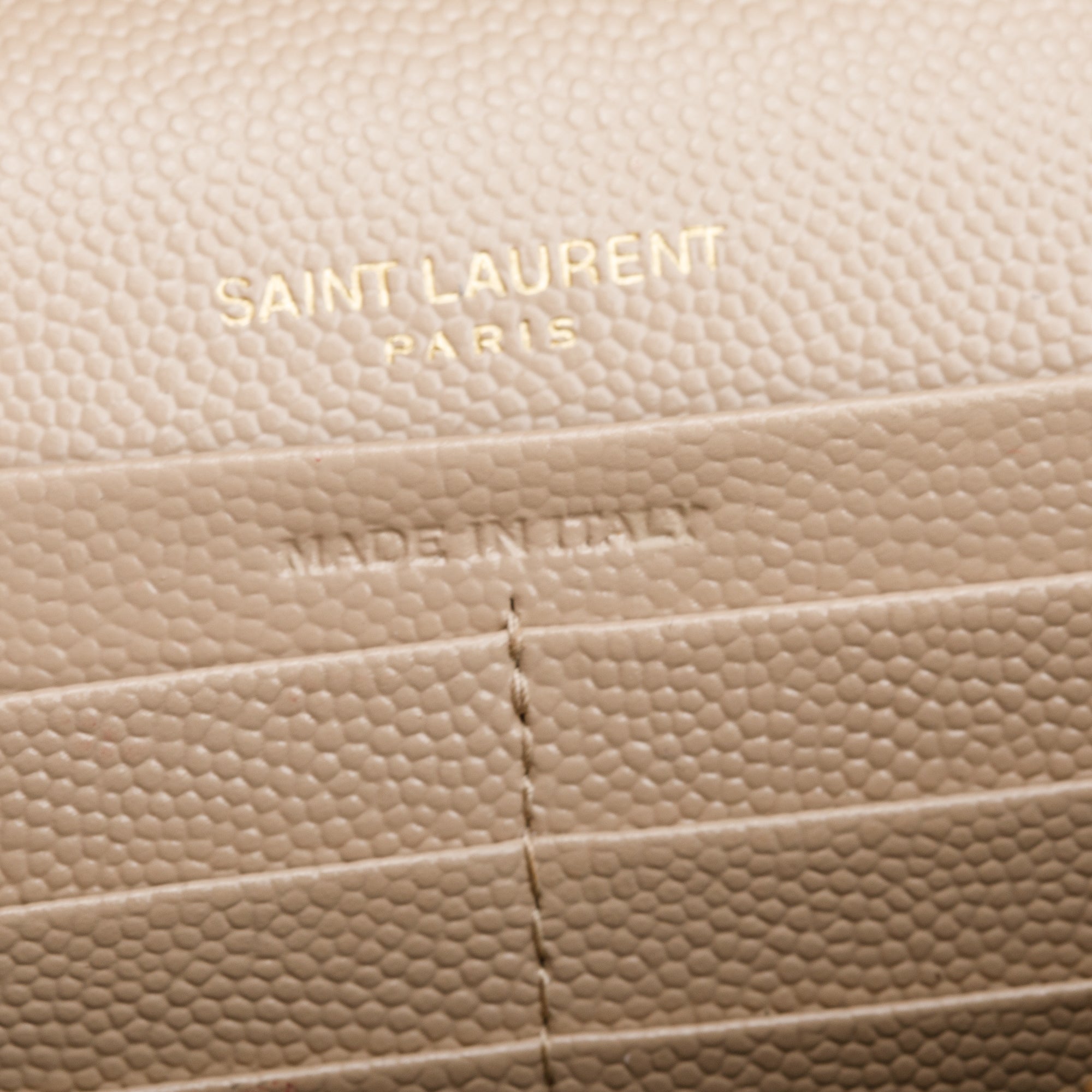 Saint Laurent Beige Mix Matelasse Grain De Poudre Leather Envelope Chain Wallet w/ Box