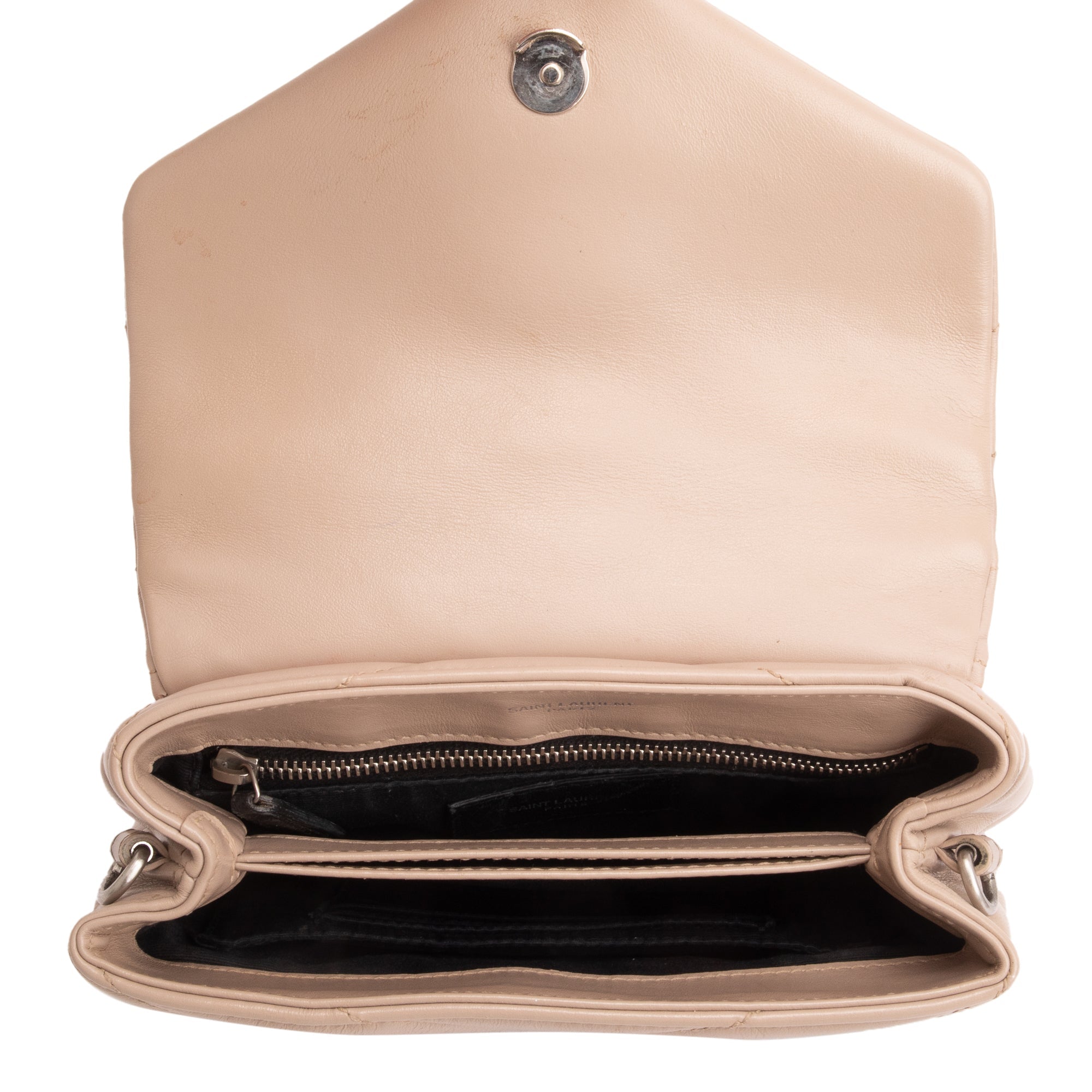 Saint Laurent Beige Monogram Matelasse Toy Loulou Crossbody Bag w/ Box