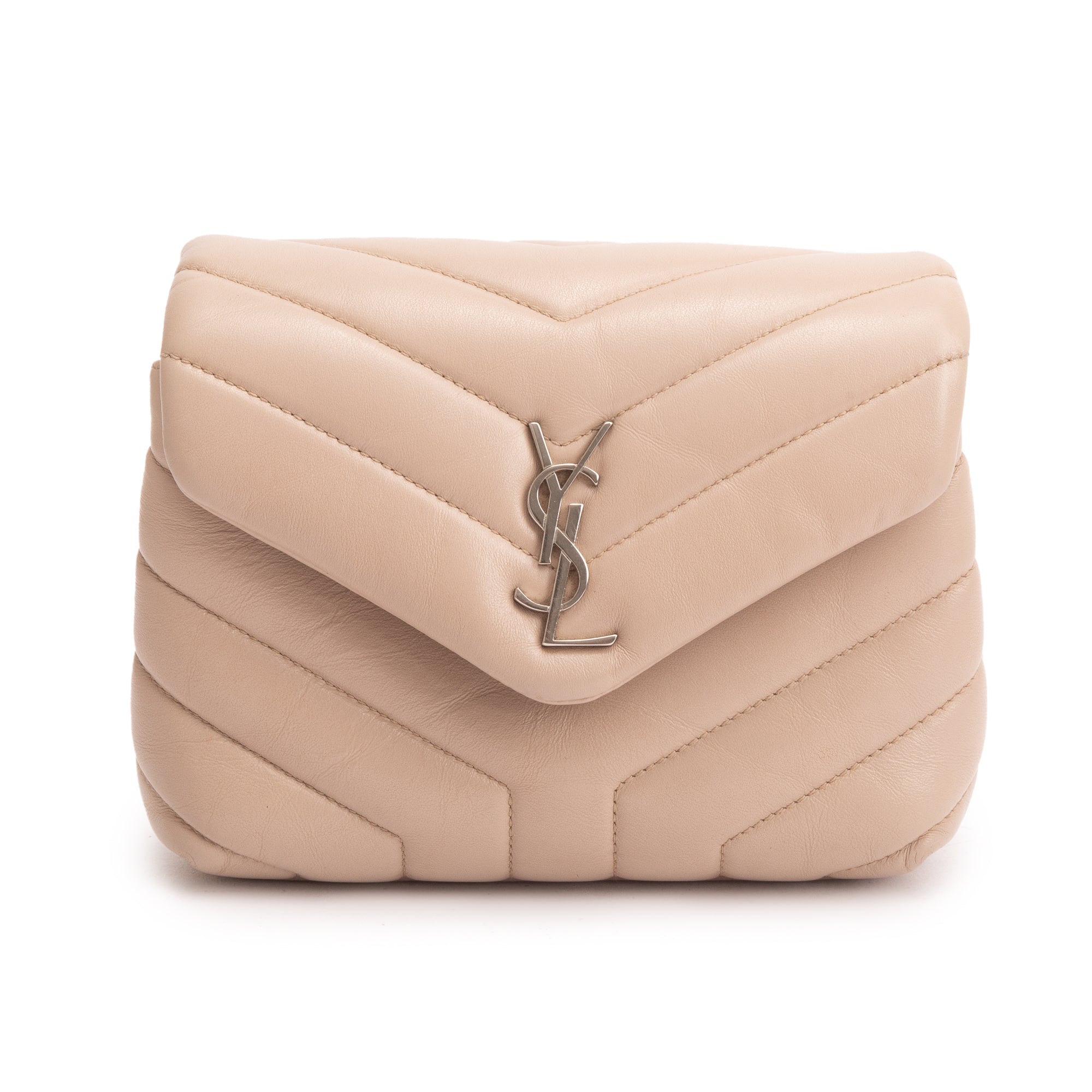 Saint Laurent Beige Monogram Matelasse Toy Loulou Crossbody Bag w/ Box