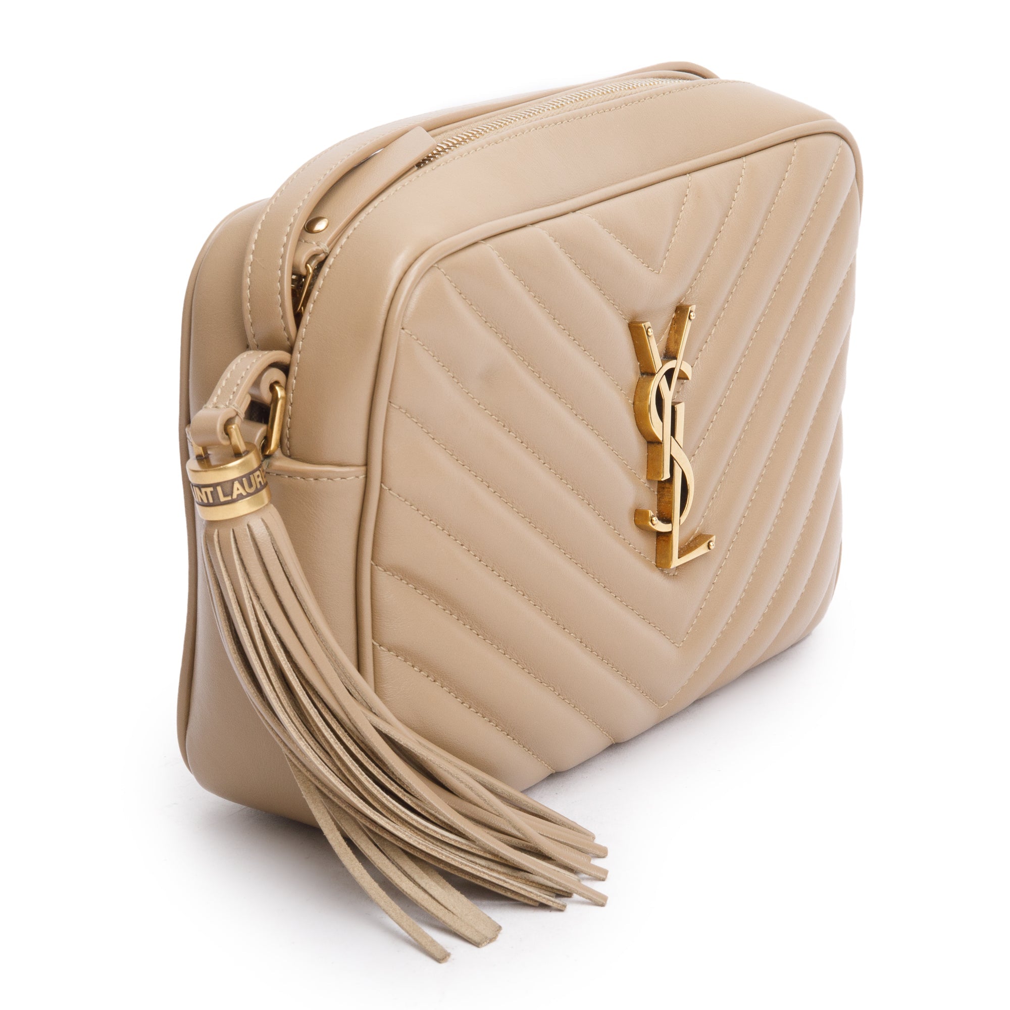 Saint Laurent Beige Quilted Leather Lou Camera Bag