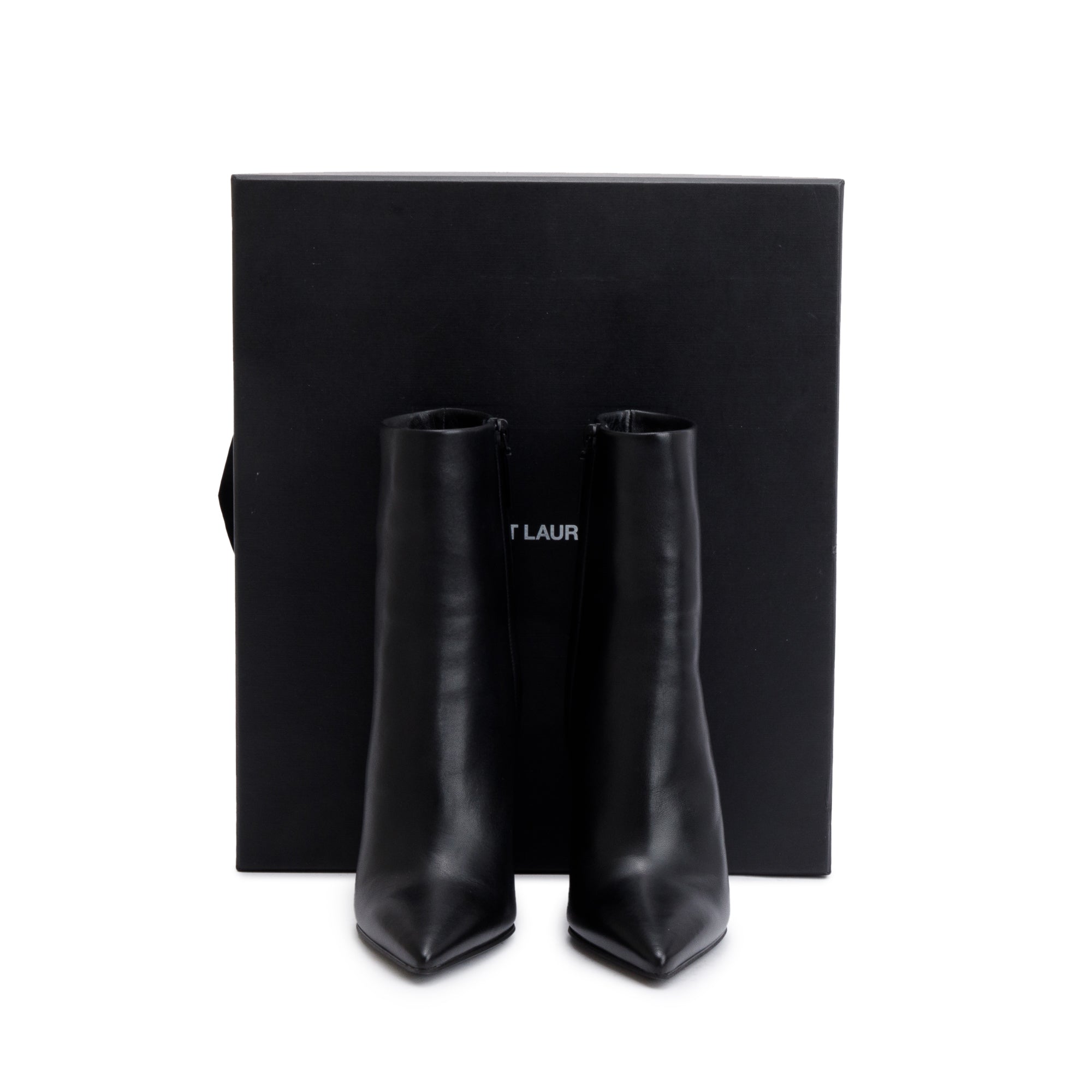 Saint Laurent Black Calf Leather Opyum Booties, Size 36 w/ Box & Receipt