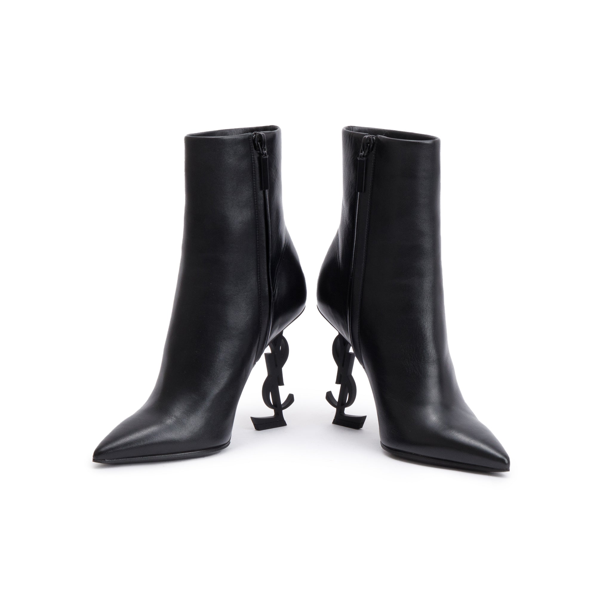 Saint Laurent Black Calf Leather Opyum Booties, Size 36 w/ Box & Receipt