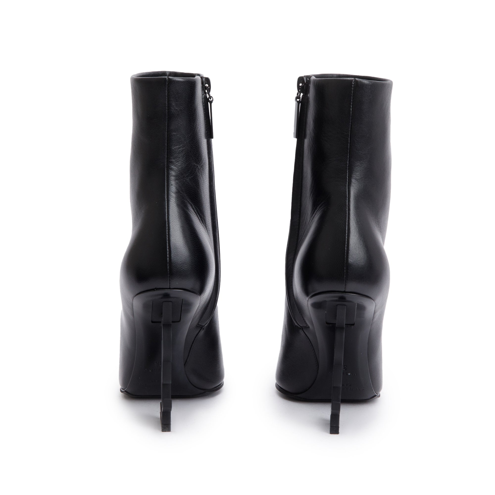 Saint Laurent Black Calf Leather Opyum Booties, Size 36 w/ Box & Receipt