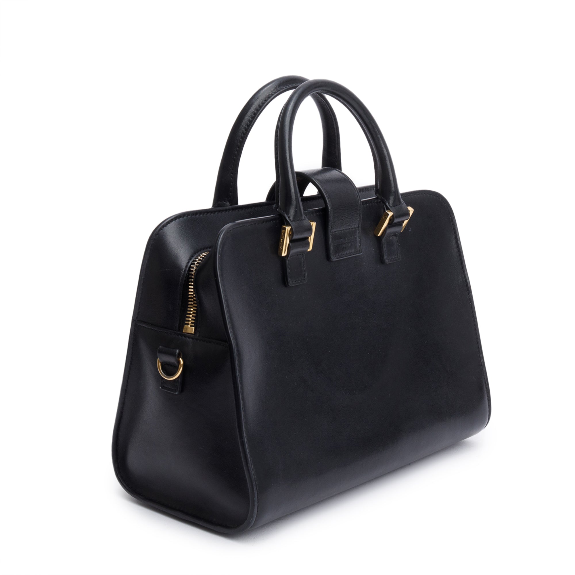 Saint Laurent Black Calfskin Leather Baby Cabas Tote Bag w/ Strap