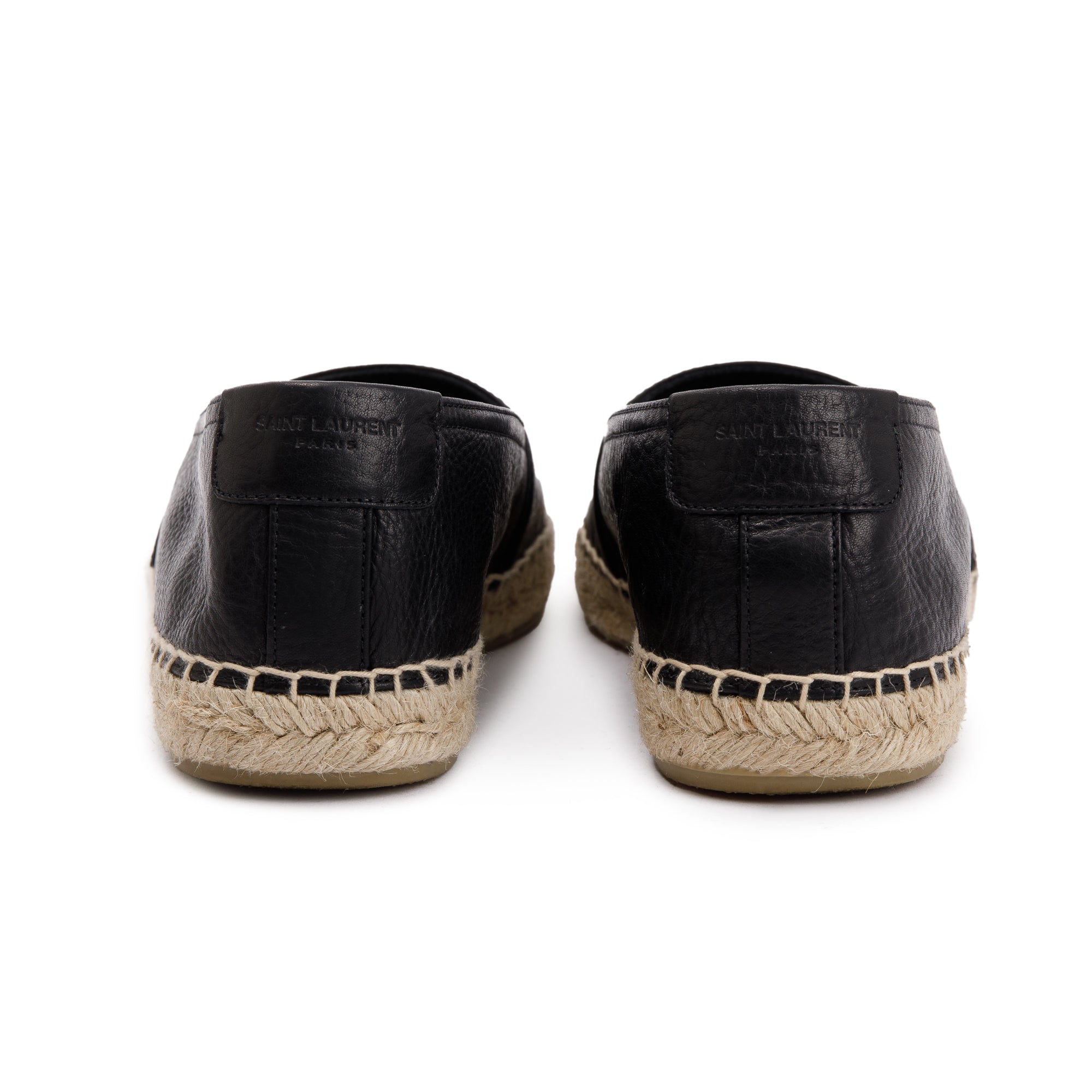 Saint Laurent Black Calfskin Leather Espadrilles, Size 40 w/ Box