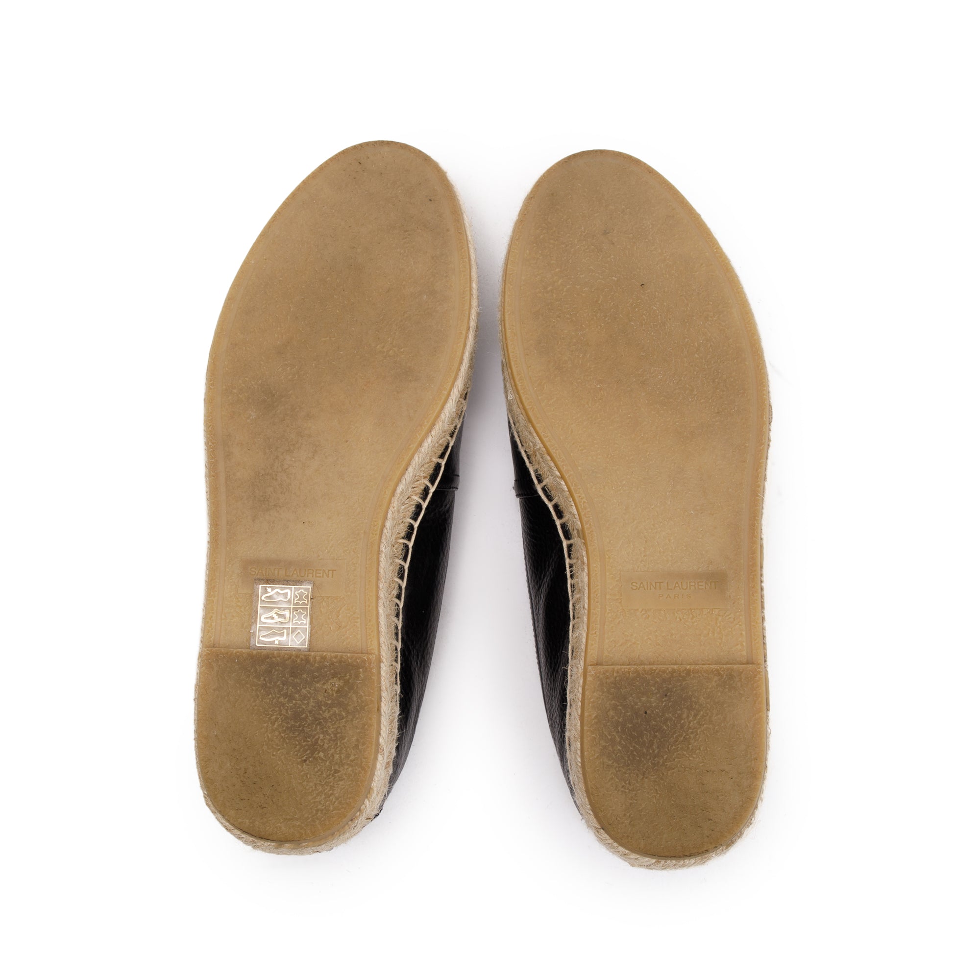 Saint Laurent Black Calfskin Leather Espadrilles, Size 40 w/ Box