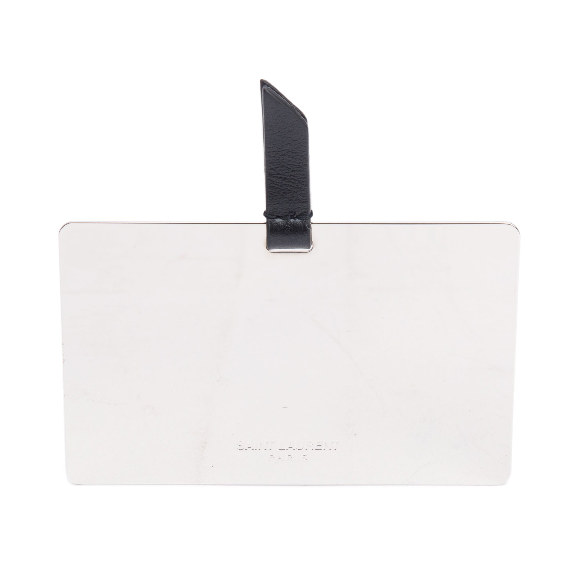 Saint Laurent Black Calfskin Leather 'For You' Mirror Holder with Mirror w/ Box