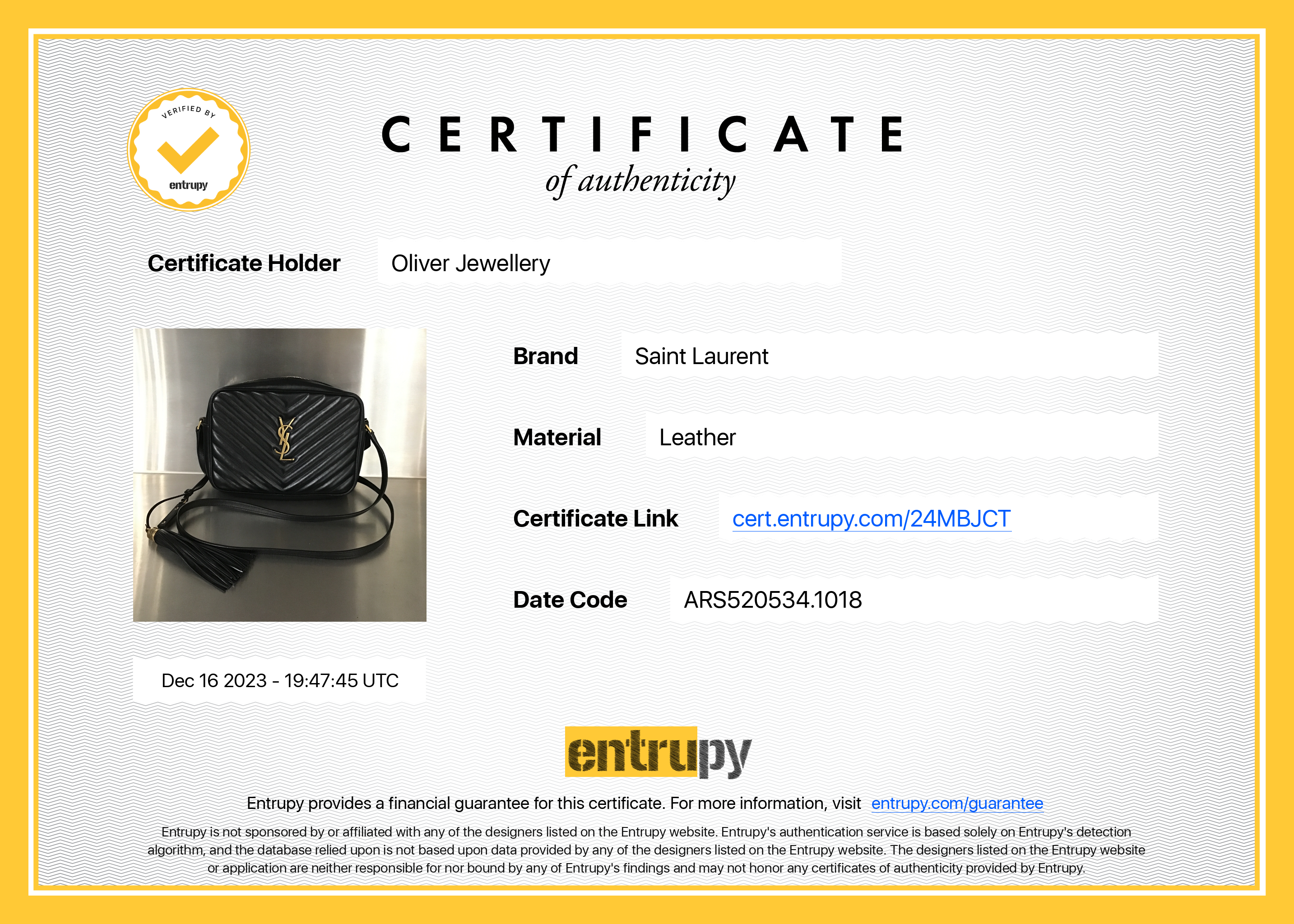 Saint Laurent Black Calfskin Leather Lou Camera Bag