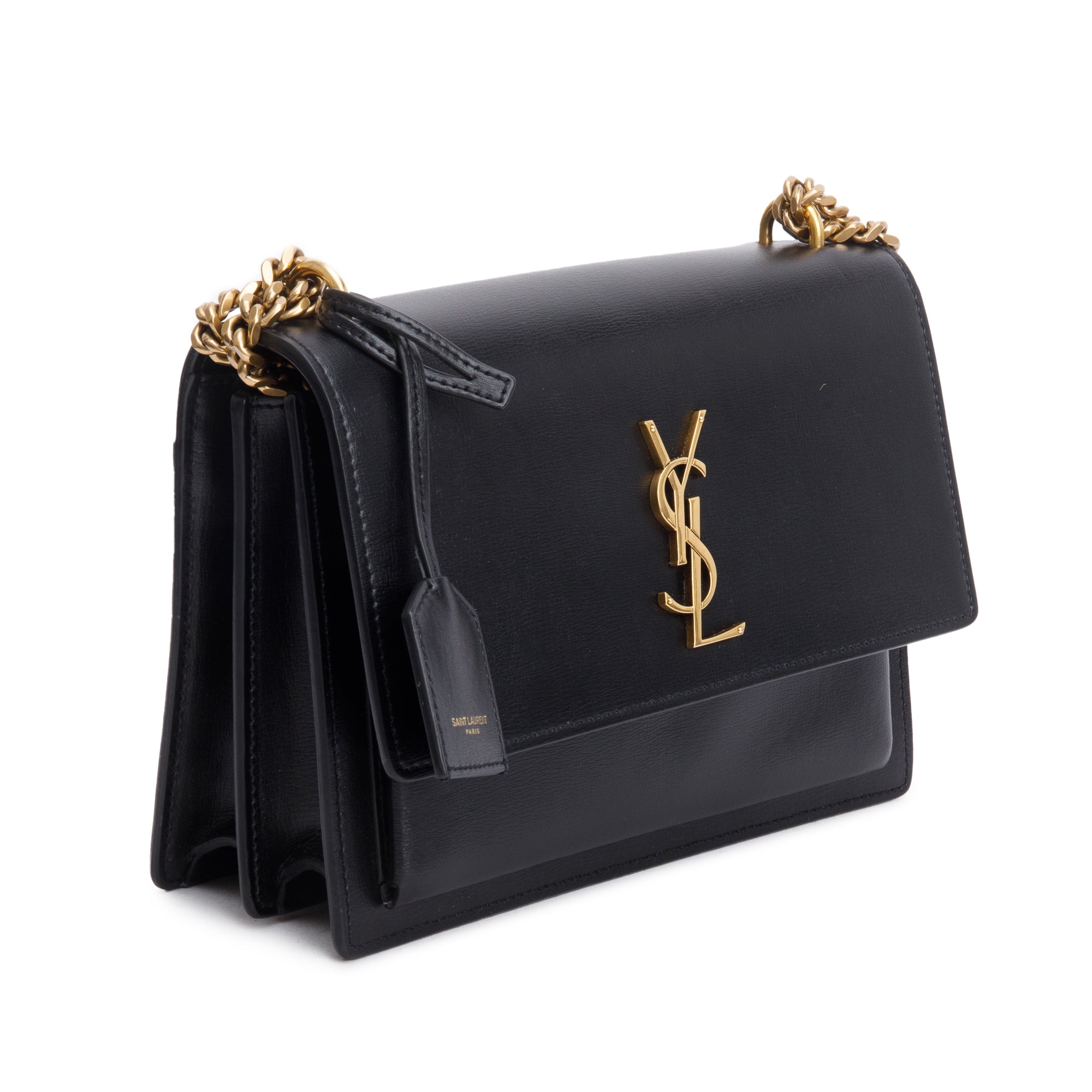 Saint Laurent Black Calfskin Leather Medium Sunset Shoulder Bag