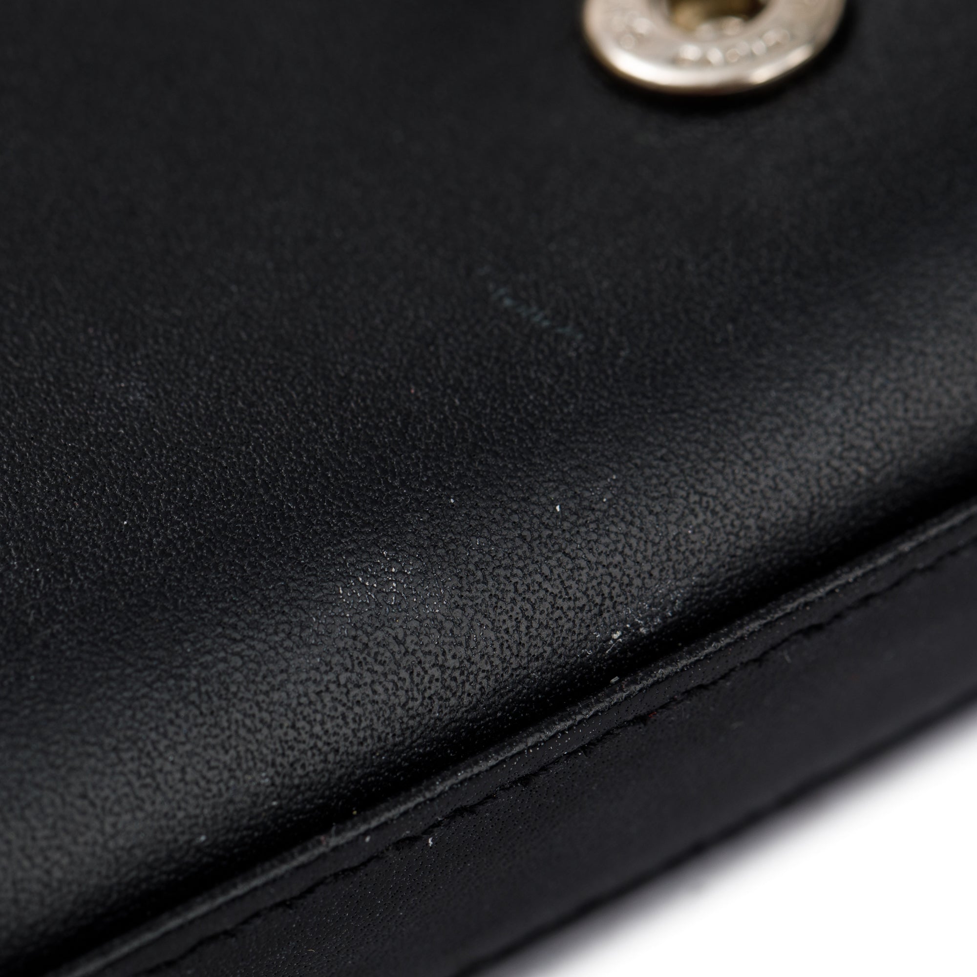 Saint Laurent Black Calfskin Leather Monogram Star Kate Chain Wallet