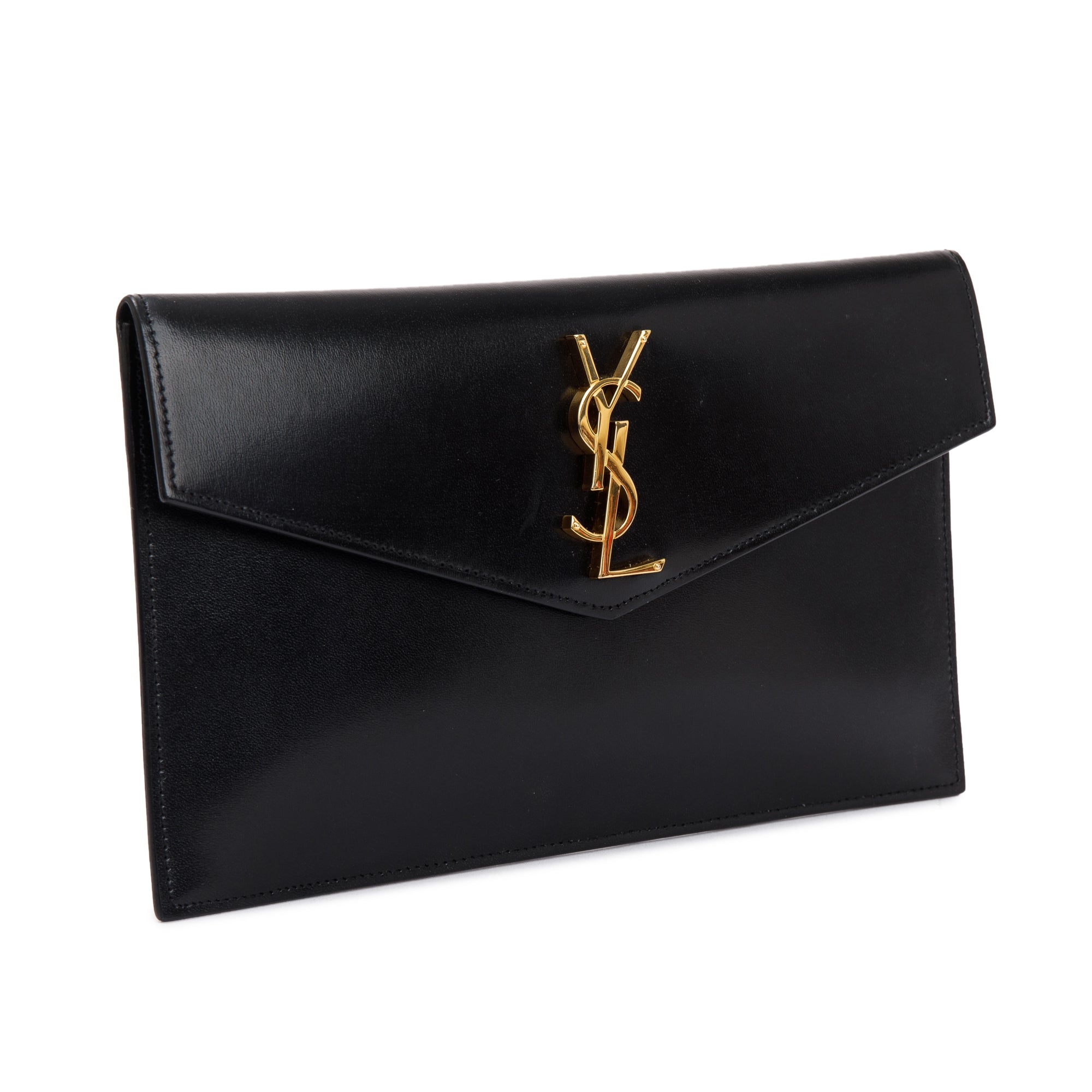 Saint Laurent Black Calfskin Leather Uptown Pouch