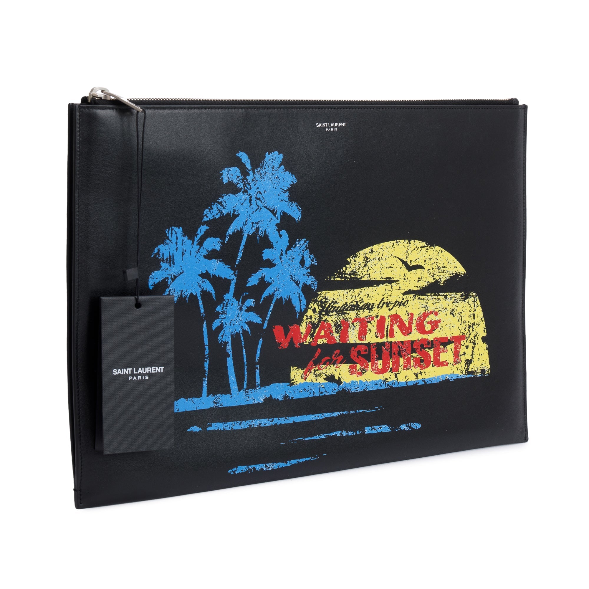 Saint Laurent Black Calfskin Waiting For Sunset Large Sac De Jour Carryall Pouch