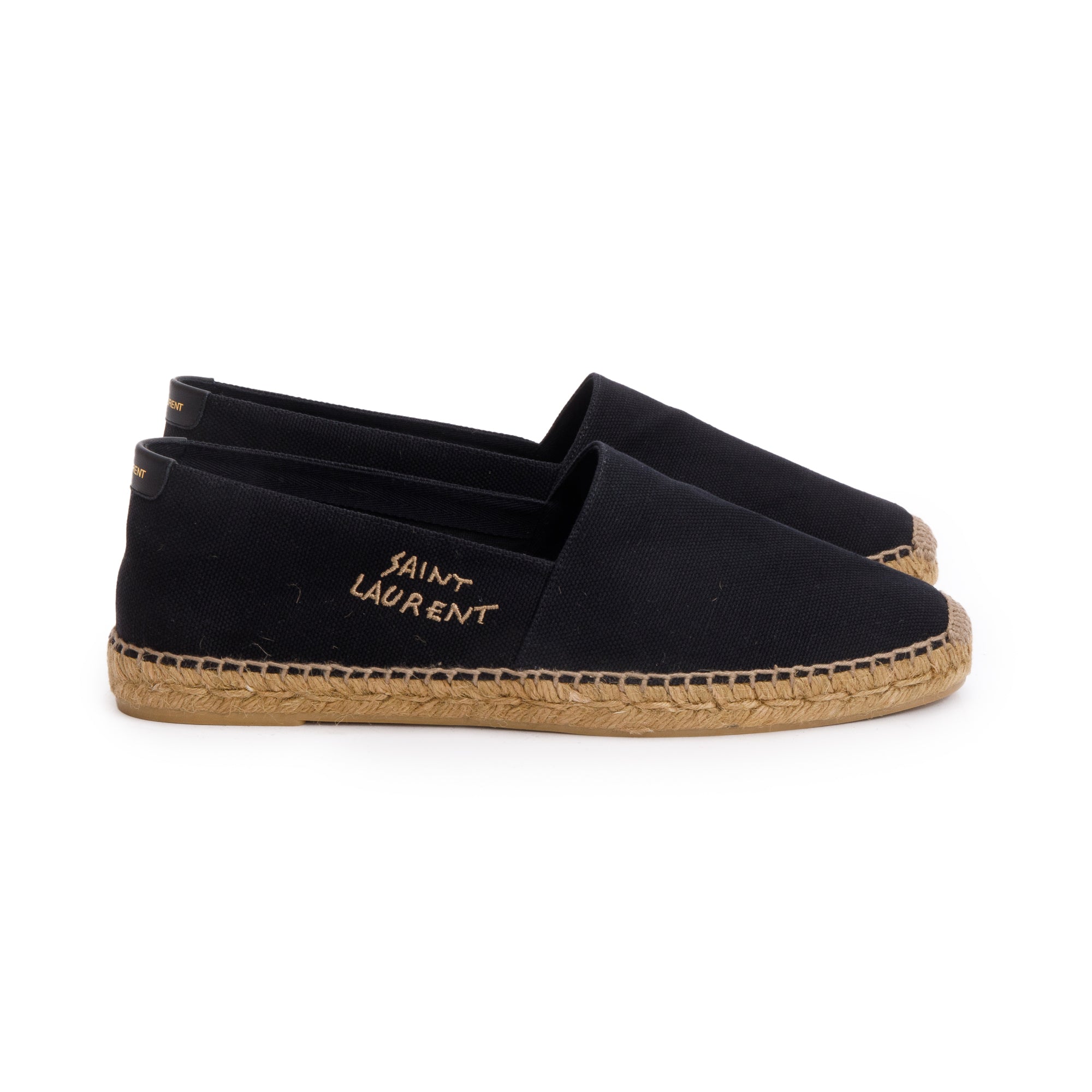 Saint Laurent Black Canvas Espadrilles, Size 45 w/ Box