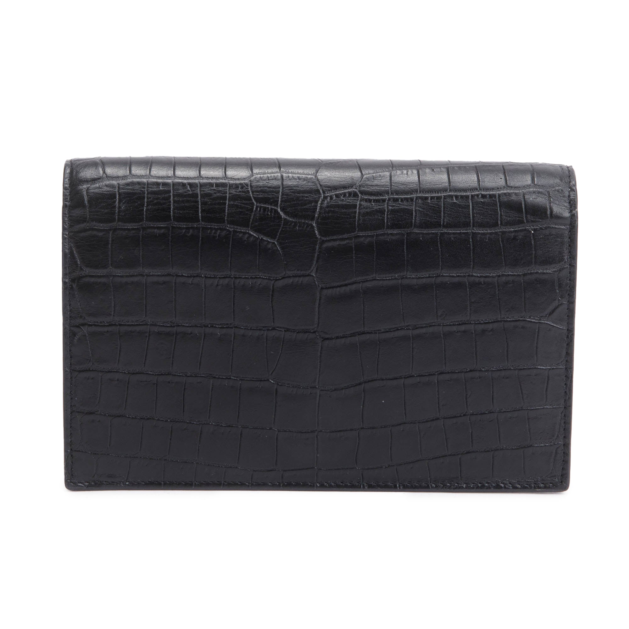 Saint Laurent Black Croc-Embossed Leather Small Kate Tassel Bag w/ Box & Reciept