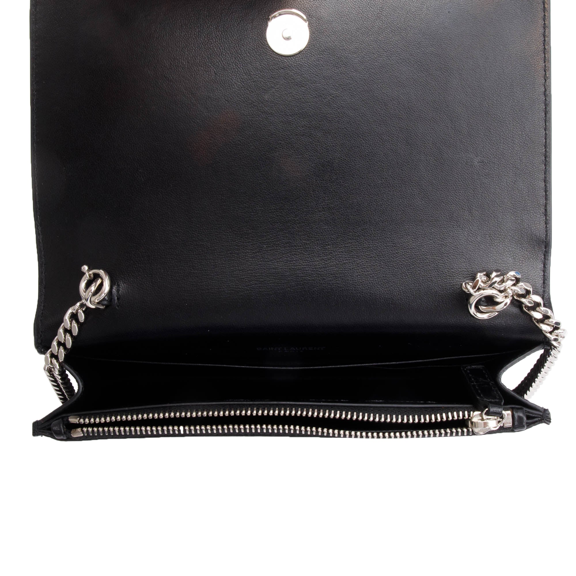 Saint Laurent Black Croc-Embossed Leather Small Kate Tassel Bag w/ Box & Reciept